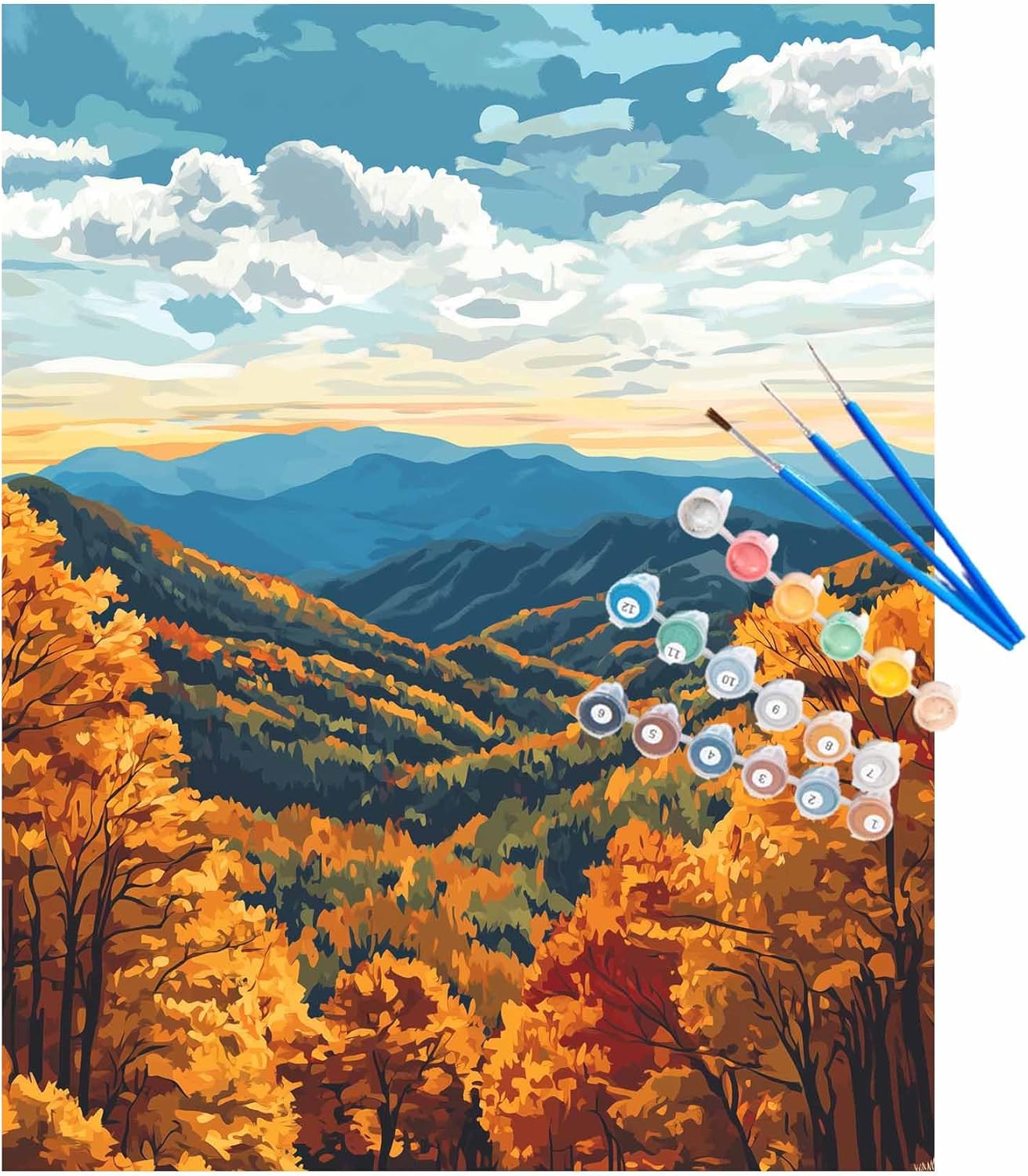 Dove、Lake Afternoon、希少画集画、新品額付 Smoky Mountains Paint by Numbers Kit (16x20inch, No Frame