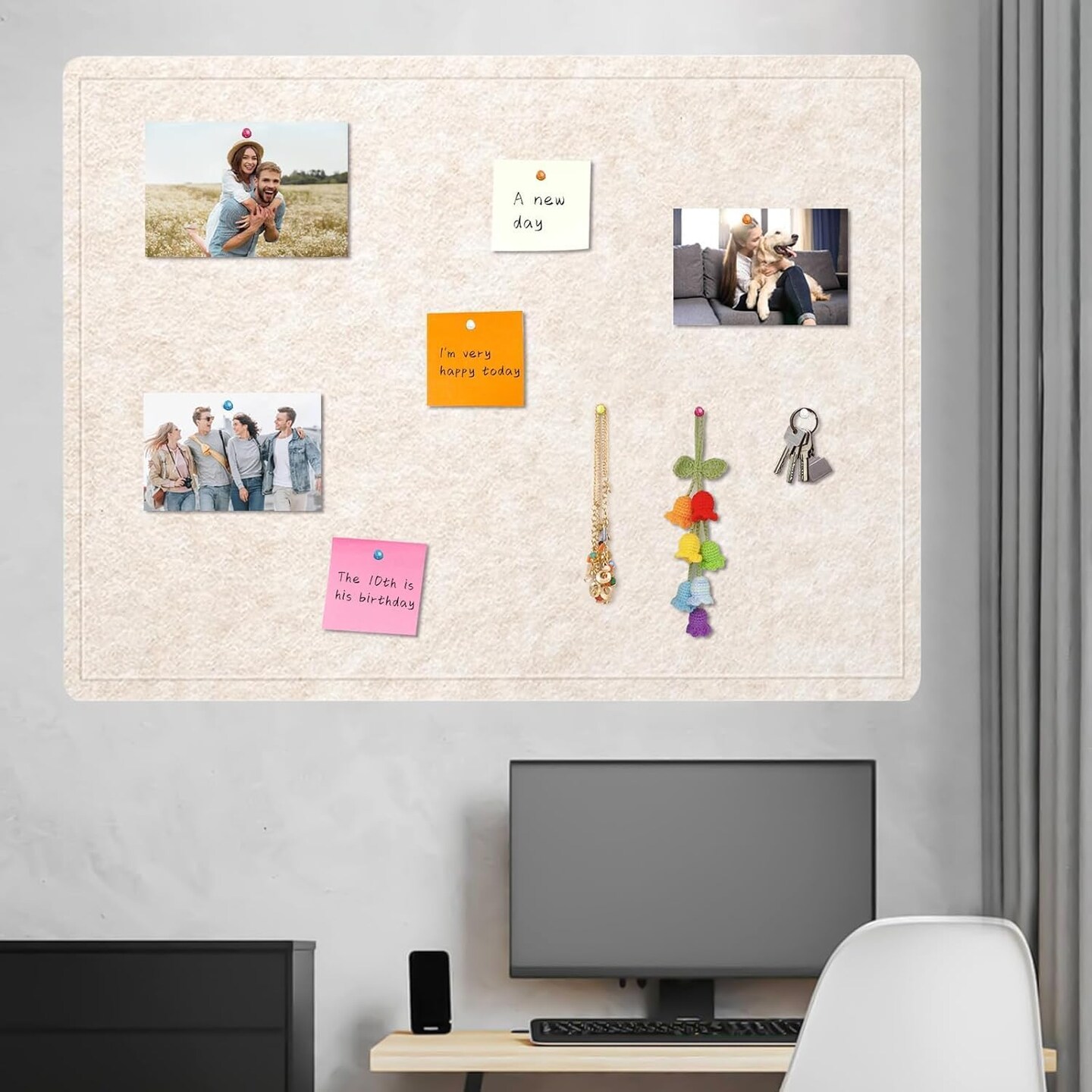23.5 X 17.5 inches Cork Board with 20 Pushpin(Oatmeal)