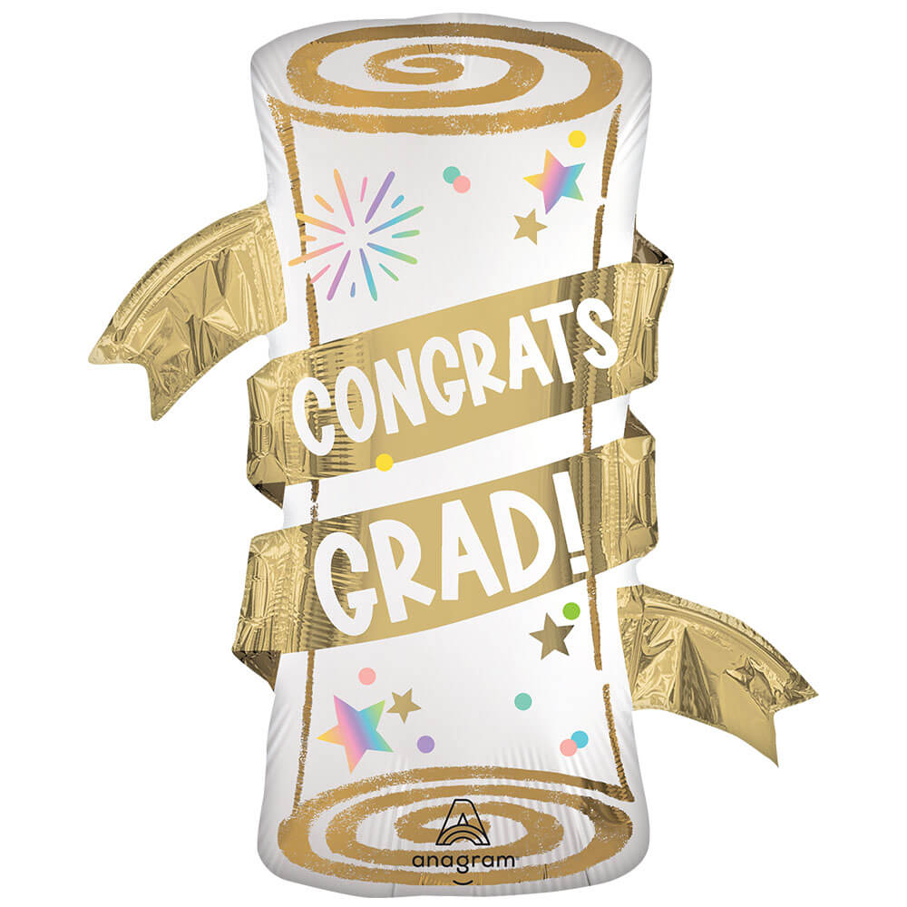 Anagram 31 Inch Satin Pastel Grad Party Diploma Foil Balloon for Graduation Celebration Decor