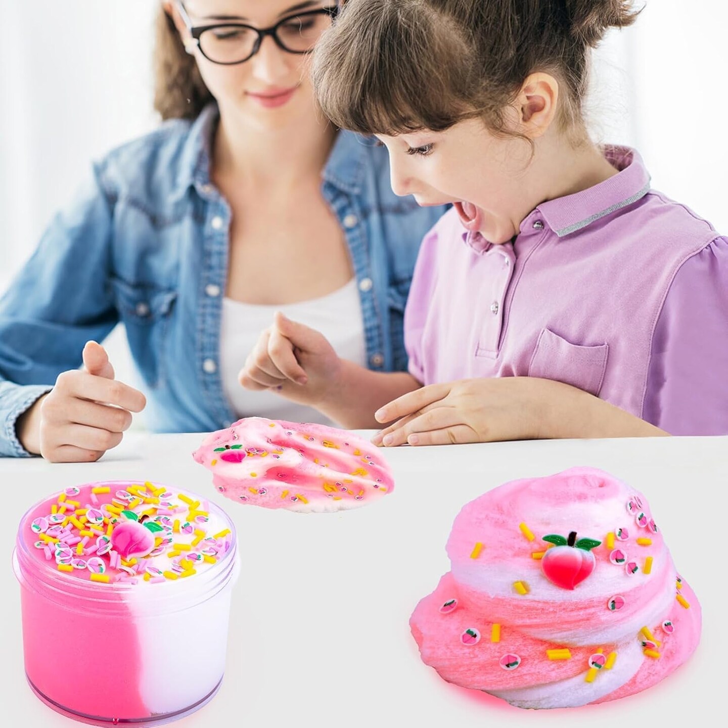 Pink Cloud Slime Kit with Cute Slime Charms (1pcs Cloud Slime)