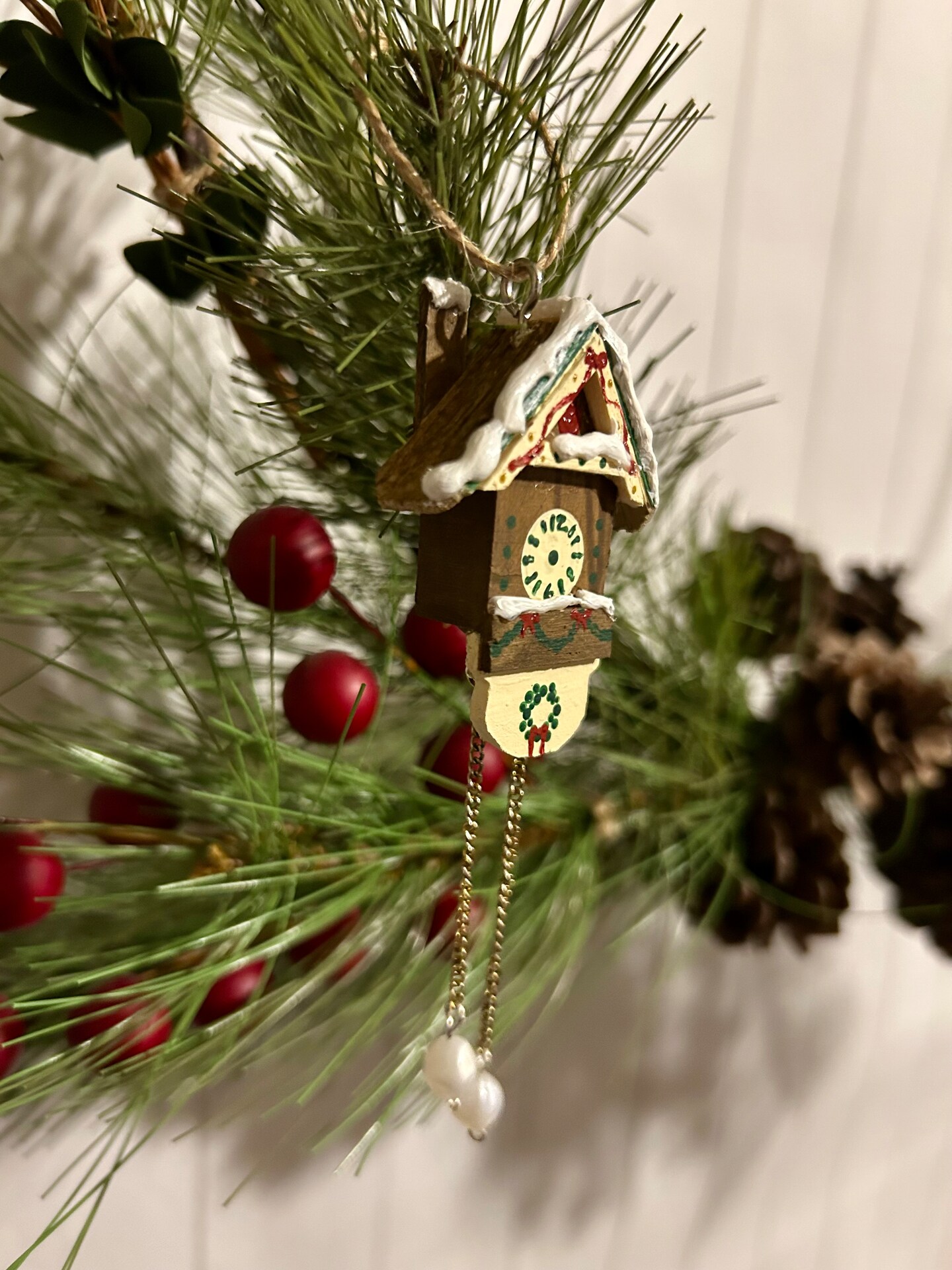Miniature cuckoo clock Christmas ornament one of a kind