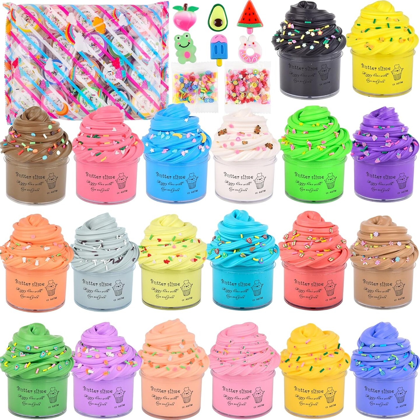 20 Packs Multicolor Butter Slime Kit