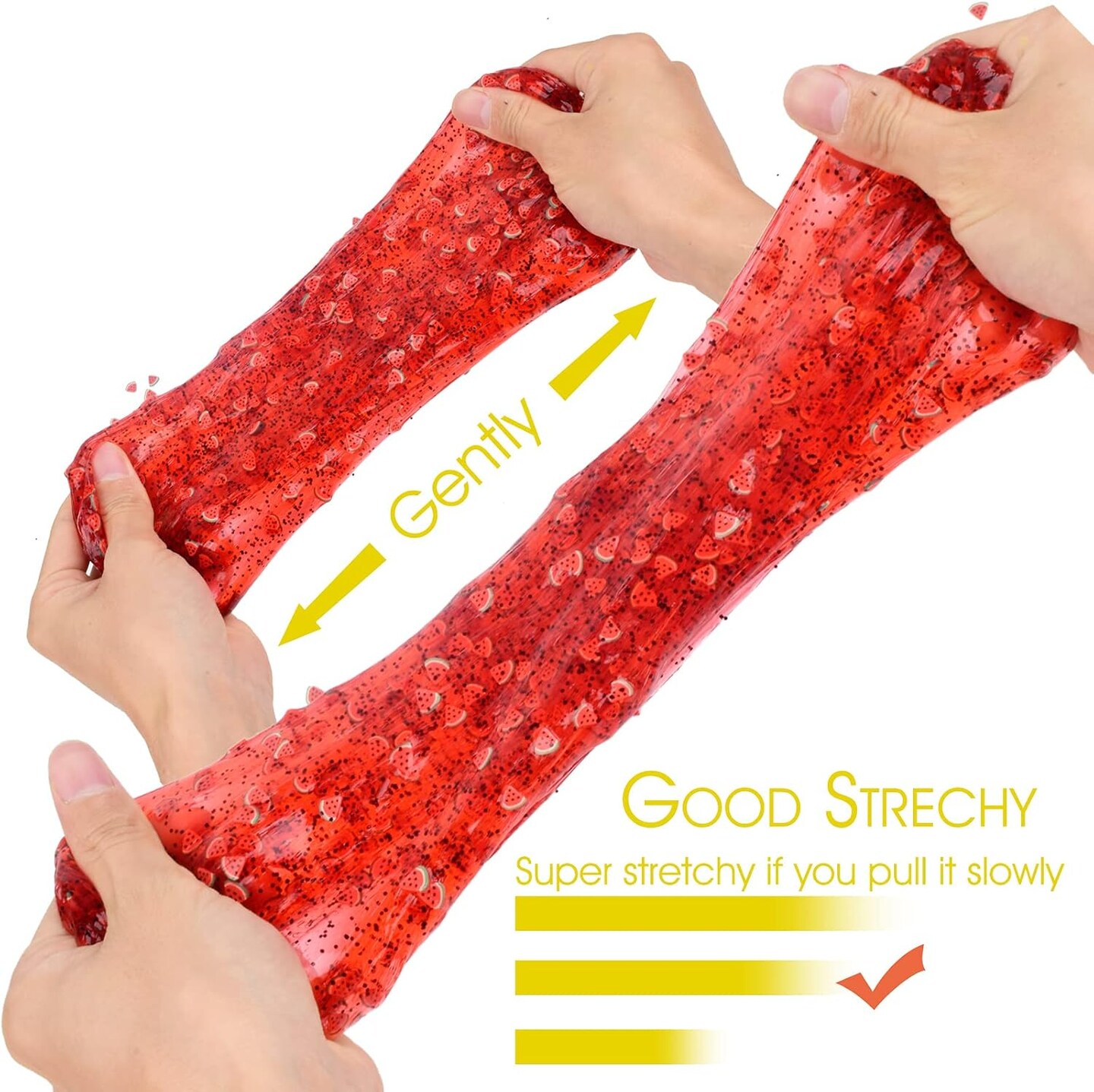 Watermelon Crystal Clear Slime with Glitters Premade(Red)