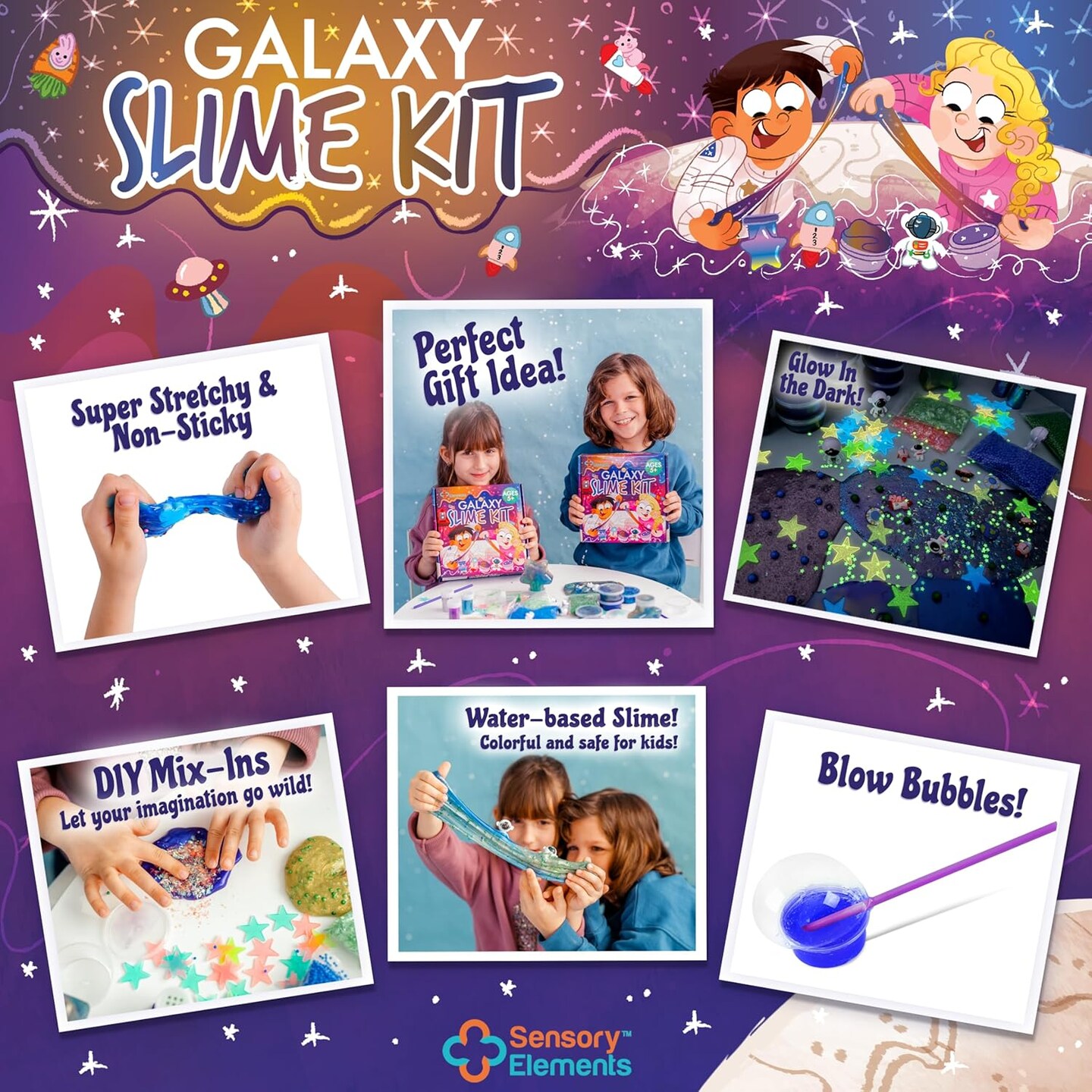 Galaxy Slime Kit with Glow in The Dark Stars