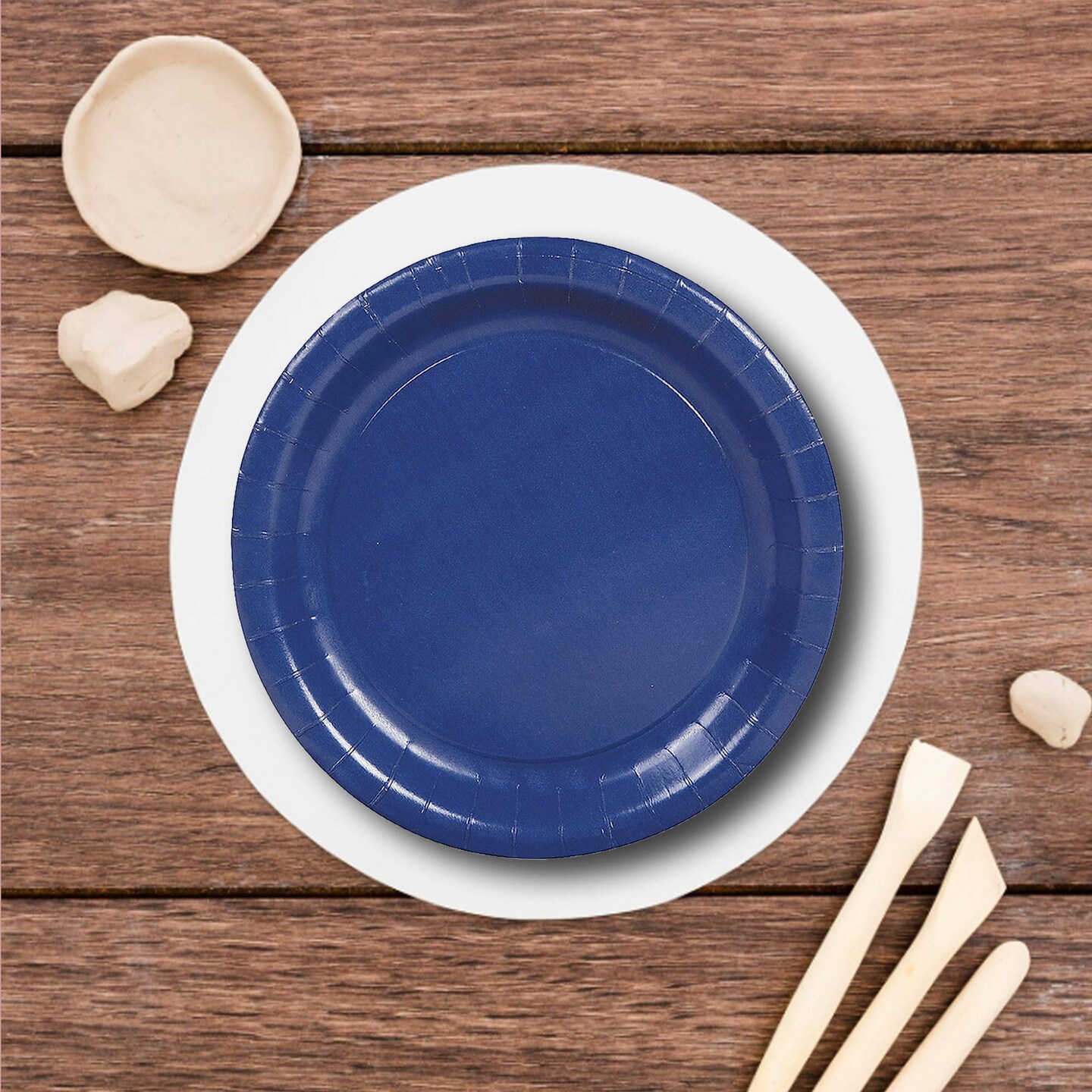 24 Count Navy Paper Plates 7&#x22; Round Dessert Plates for Formal and Casual Events