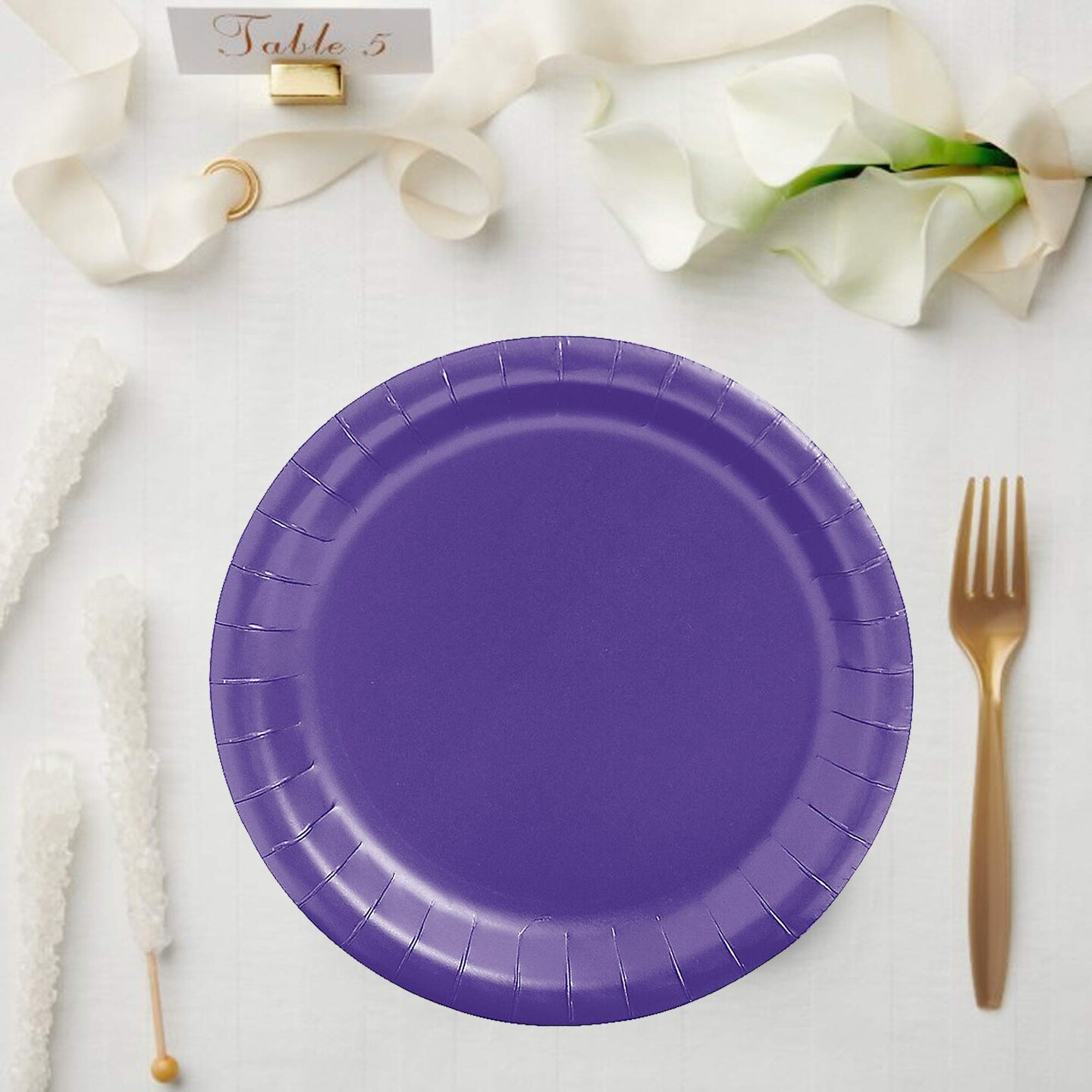 24 Count Purple Paper Plates 7" Round Disposable Dessert Plates for Parties