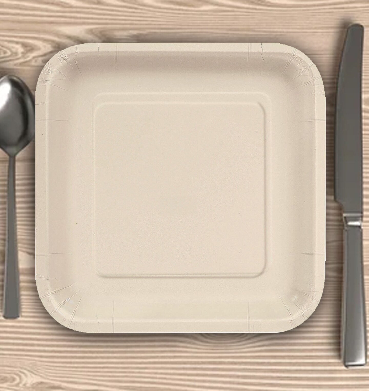 24 Count Ivory Square Paper Dinner Plates 9&#x22; Disposable Elegant Party Tableware