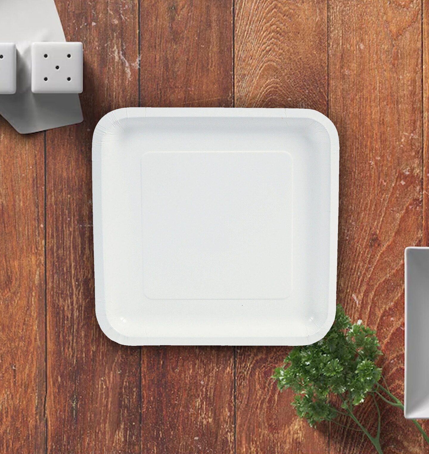 24 Count White Square Paper Dinner Plates Disposable Party Tableware 9&#x22;