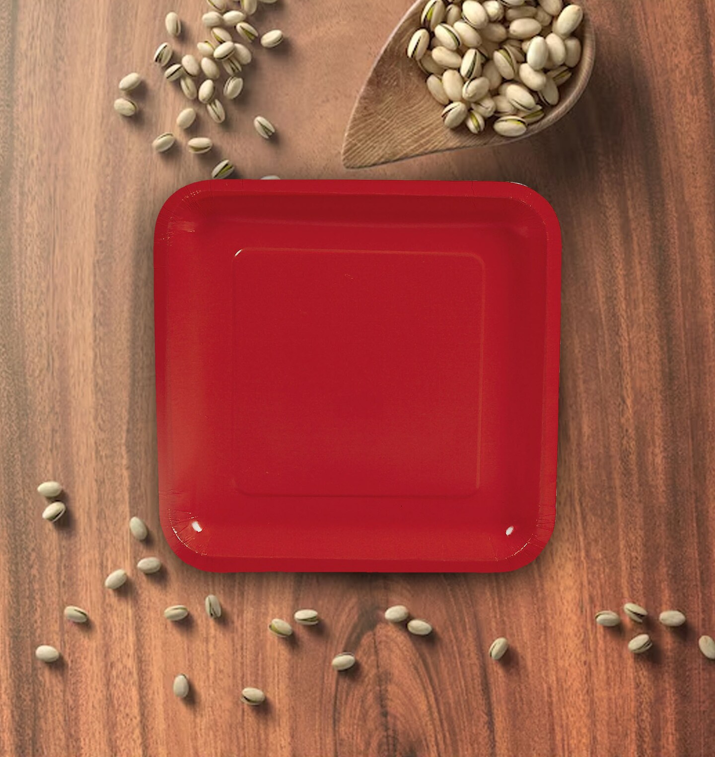 9" Red Square Paper Dinner Plates 24 Count Disposable Party Tableware