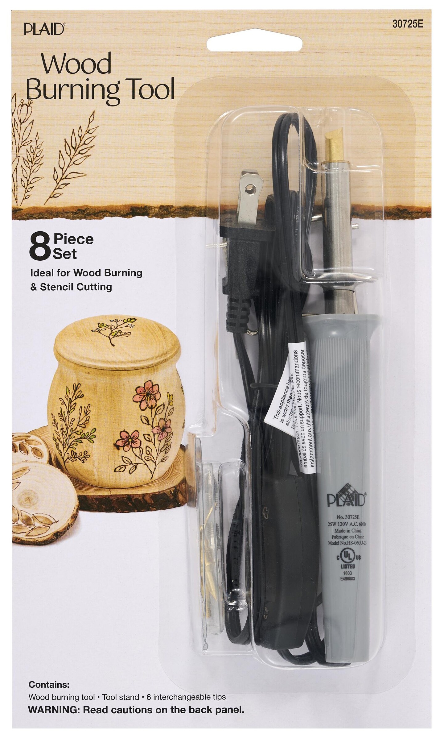 Plaid Wood Burner 8 Piece Set-8pcs