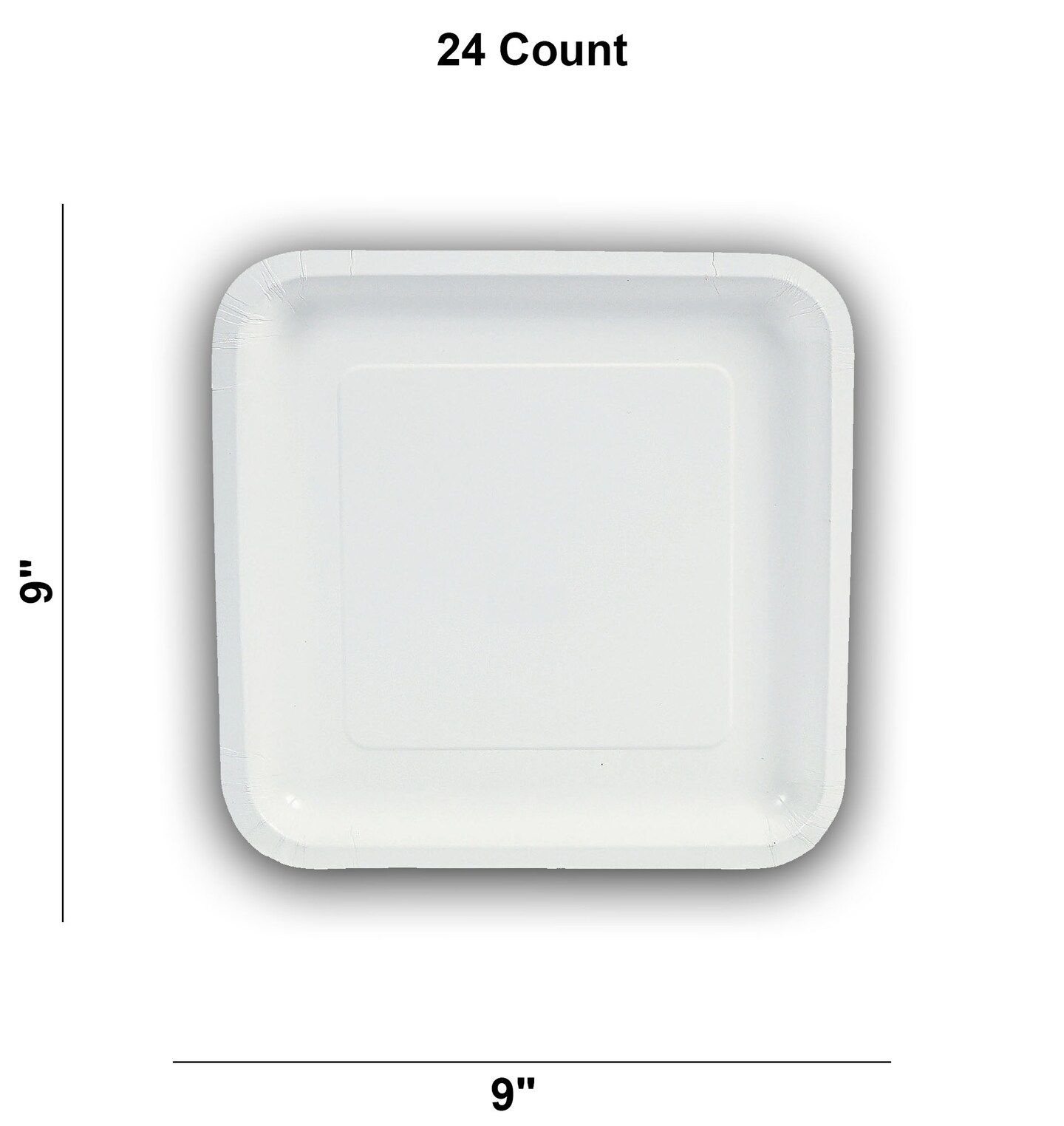 24 Count White Square Paper Dinner Plates Disposable Party Tableware 9&#x22;