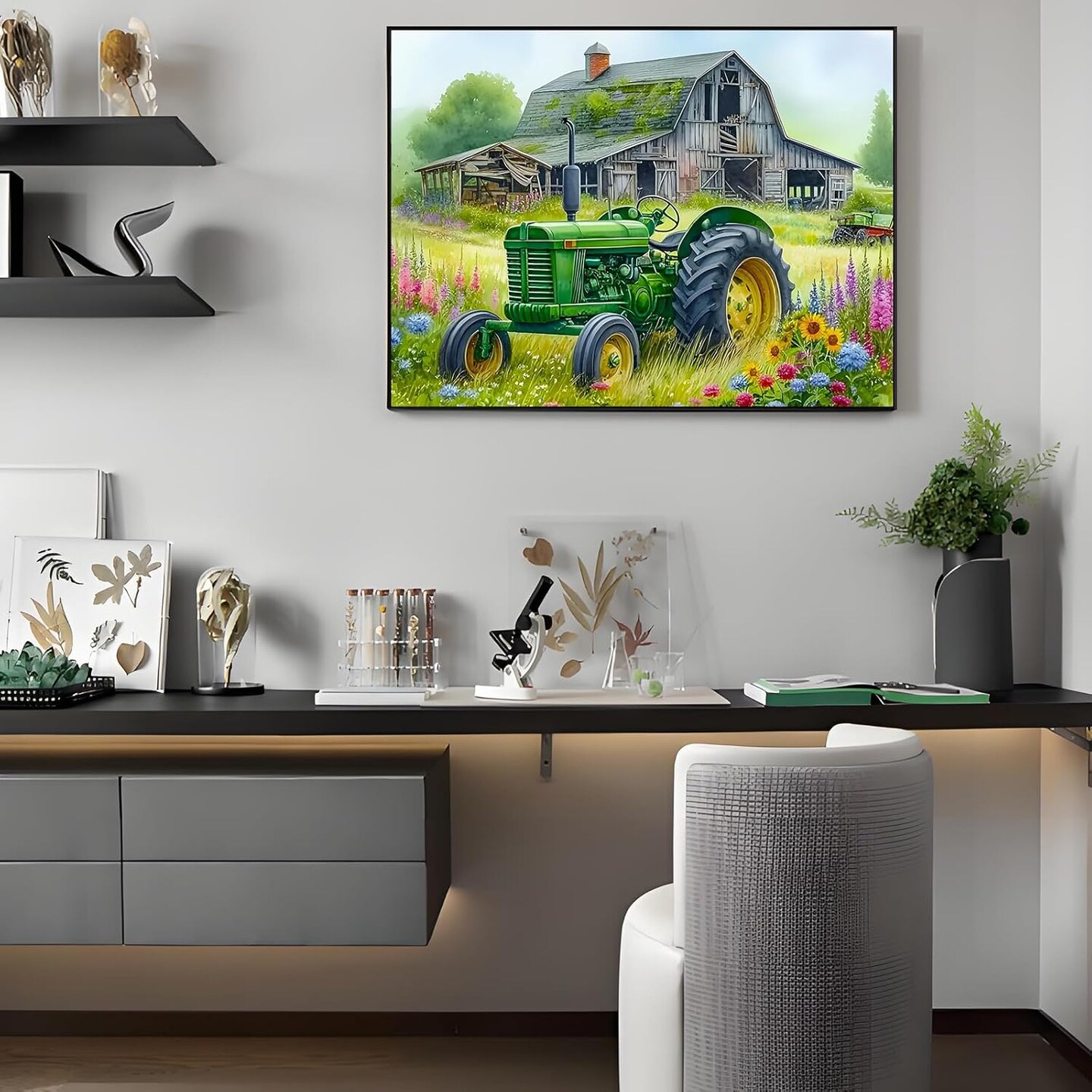 5D Diamond Painting Kits - Diamond Art Kit Tractor Flower Rural Scenery