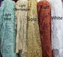 1 Yard Bridal Lace with Sequins Mesh Fabric Corded Flower Pattern 100% Polyester 50/51 Inches width