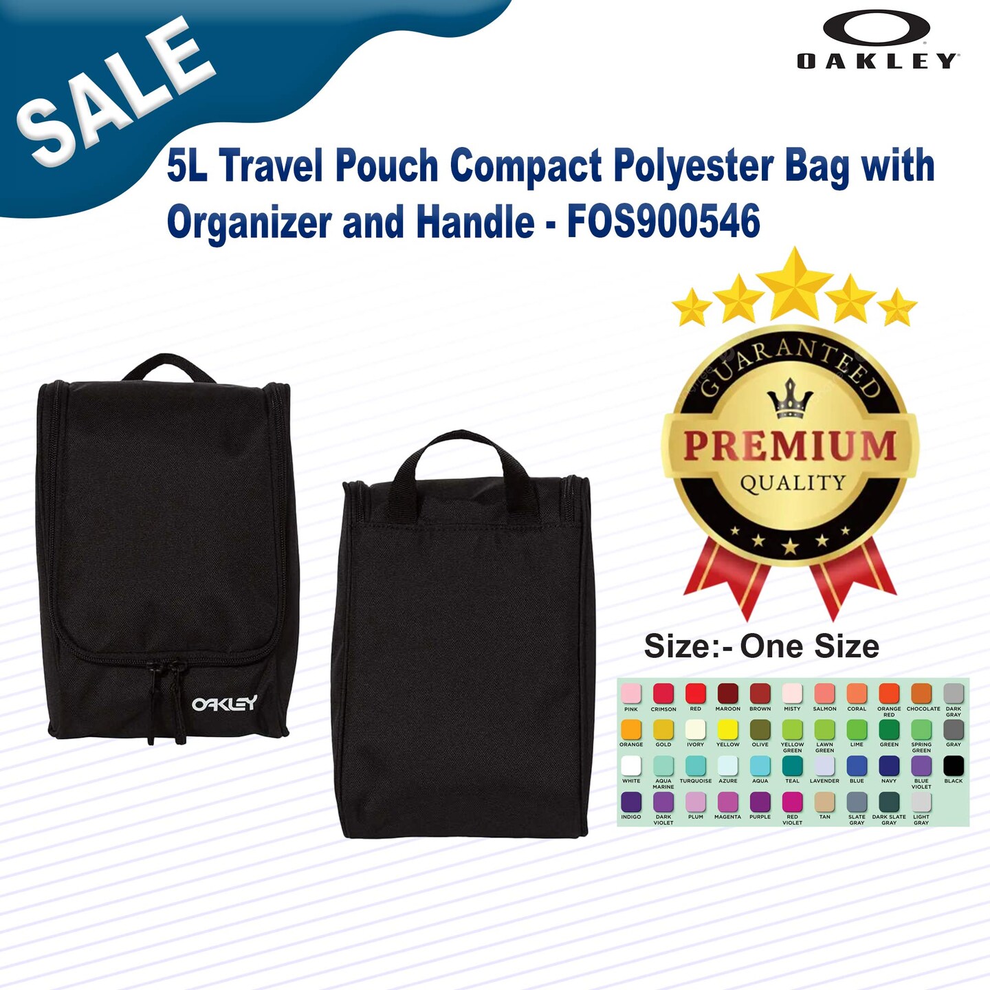 Oakley&#xAE; 5L Travel Pouch Compact Polyester Bag with Organizer and Handle