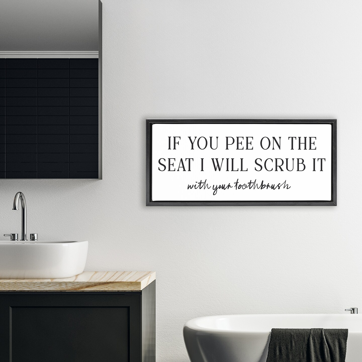 Stupell Industries Pee On The Seat Humor Floating Frame, design by Lettered and Lined