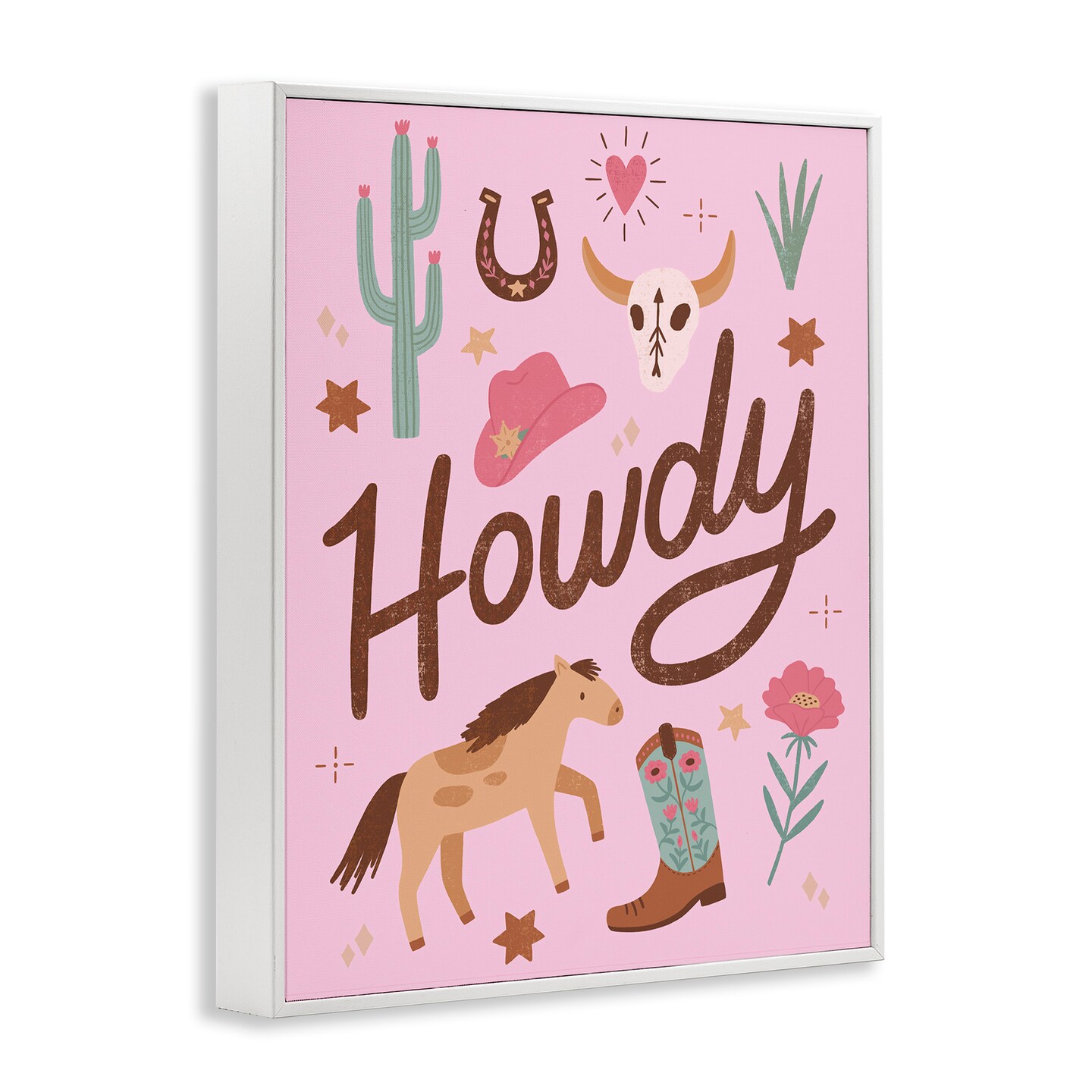 Stupell Industries Western Boho Girl Howdy Framed Giclee, design by Nina Seven