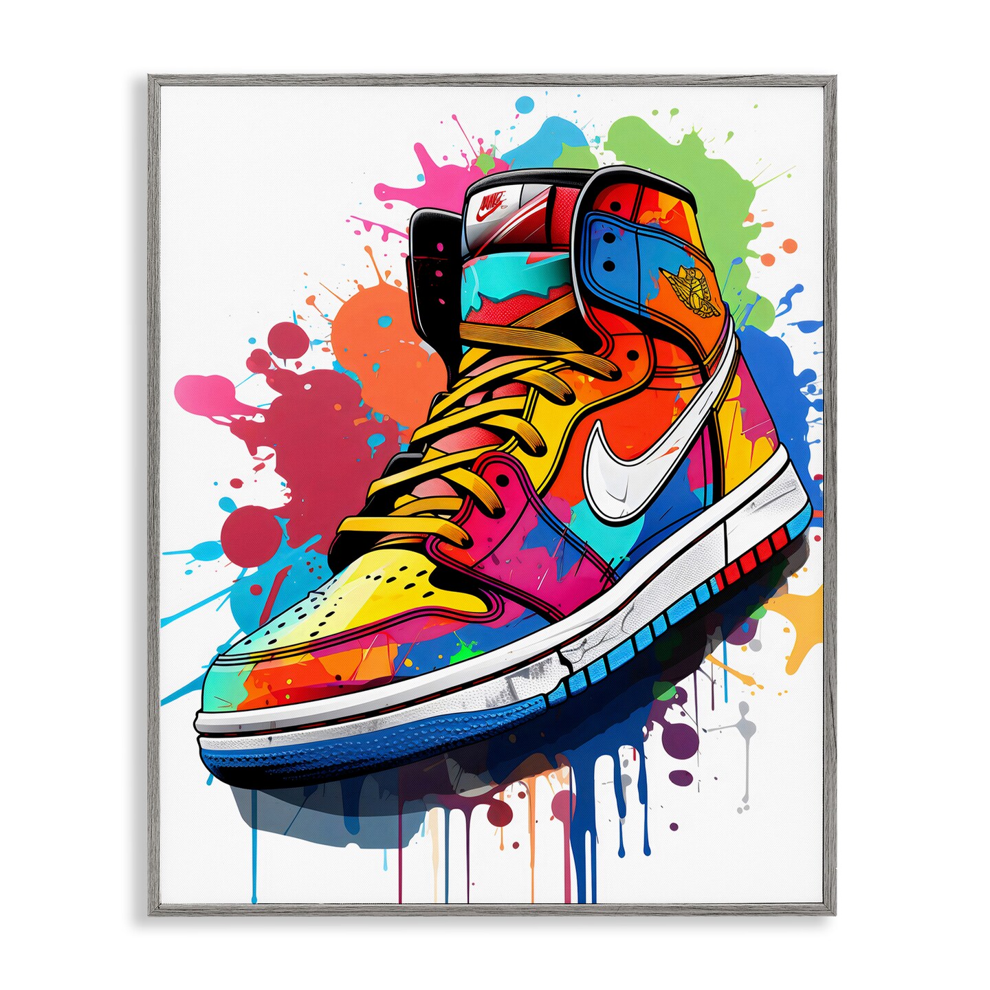 Stupell Industries Graffiti Sneaker on White Framed Giclee, design by Creative Studio