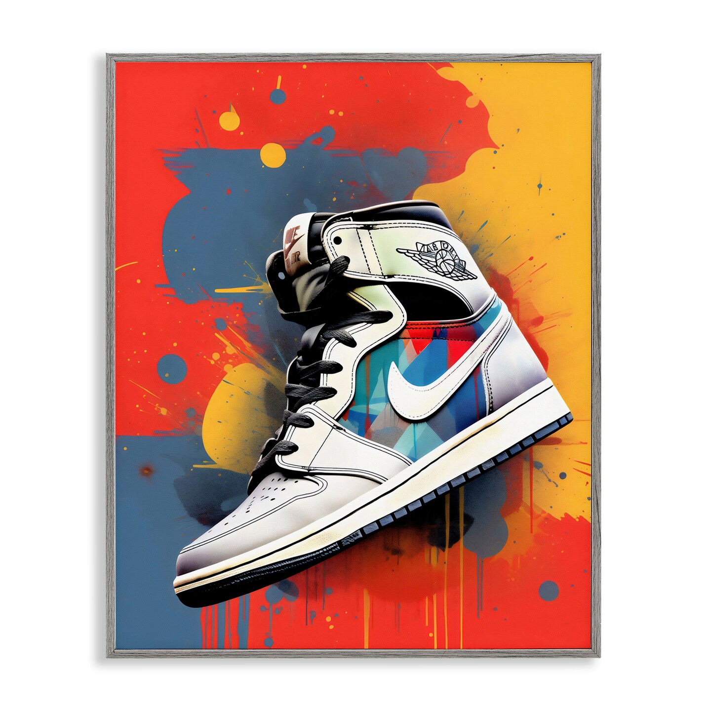Stupell Industries Shoe With Colorblock Background Framed Giclee, design by Creative Studio