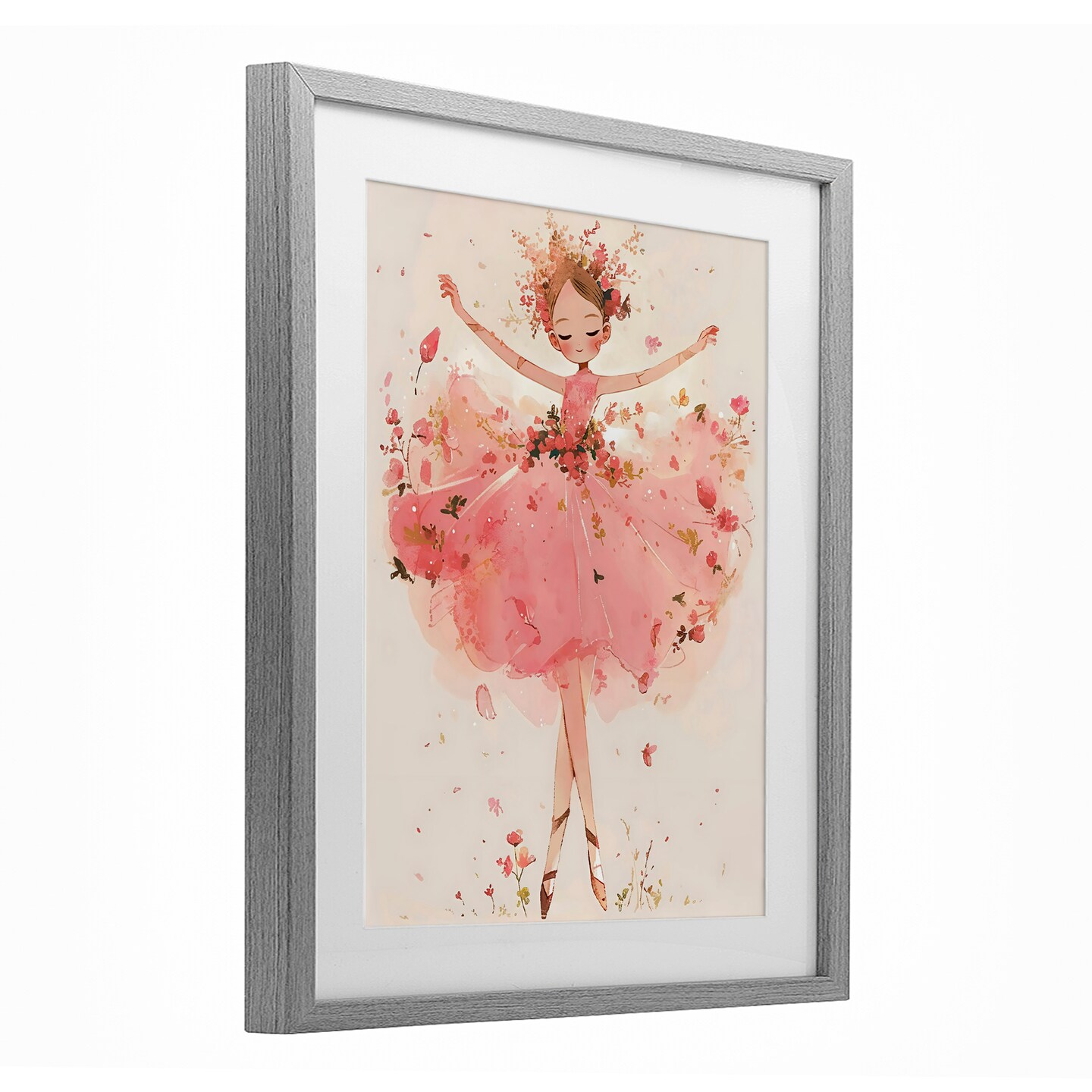 Stupell Industries Pink Floral Dress Ballerina Framed Print Under Glass, design by Creative Studio