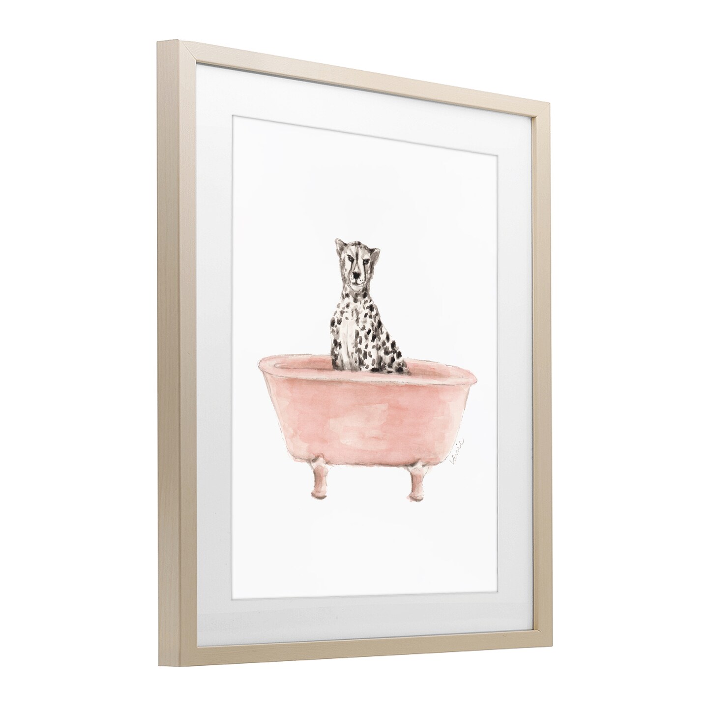 Stupell Industries Cheetah in Pink Tub Framed Print Under Glass, design by Lanie Loreth