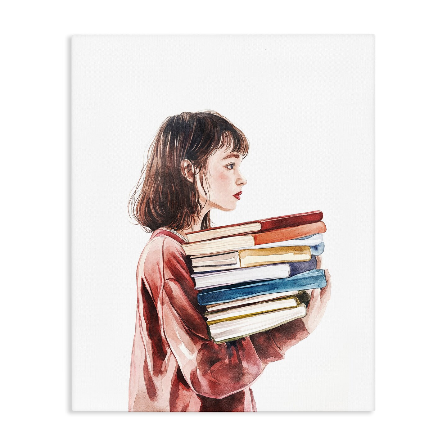 Stupell Industries The Book Bearer Girl Canvas, design by Svetlana Aleynikova