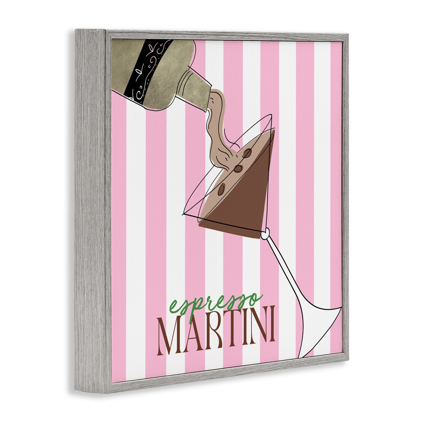Stupell Industries Espresso Martini Pink Stripes Framed Giclee, design by Deidre Mosher