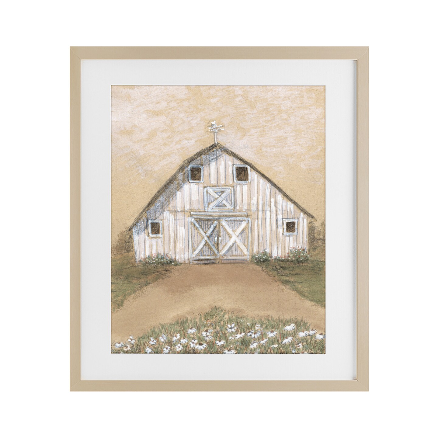 Stupell Industries Barn Lane Flowers Drawing Framed Print Under Glass, design by Patti Bishop