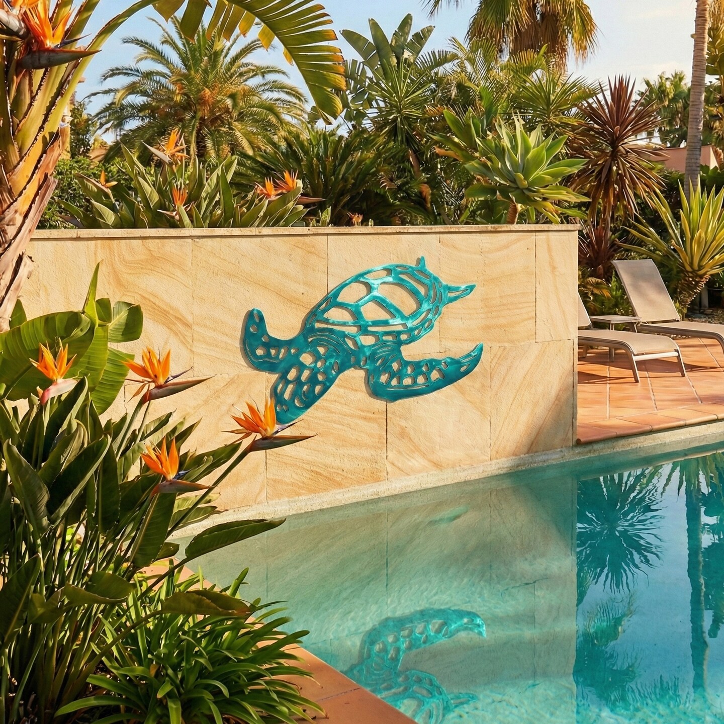 Swimming Sea Turtle Metal Wall Art | Modern Coastal Decor