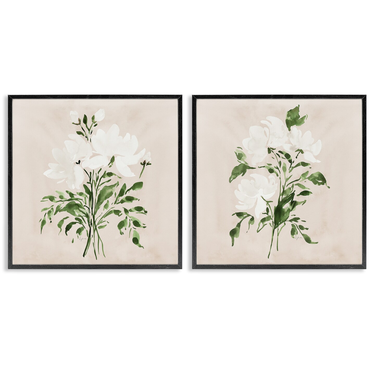 Stupell Industries White On Tan Botanicals 2pc Framed Giclee Set, design by Lucille Price