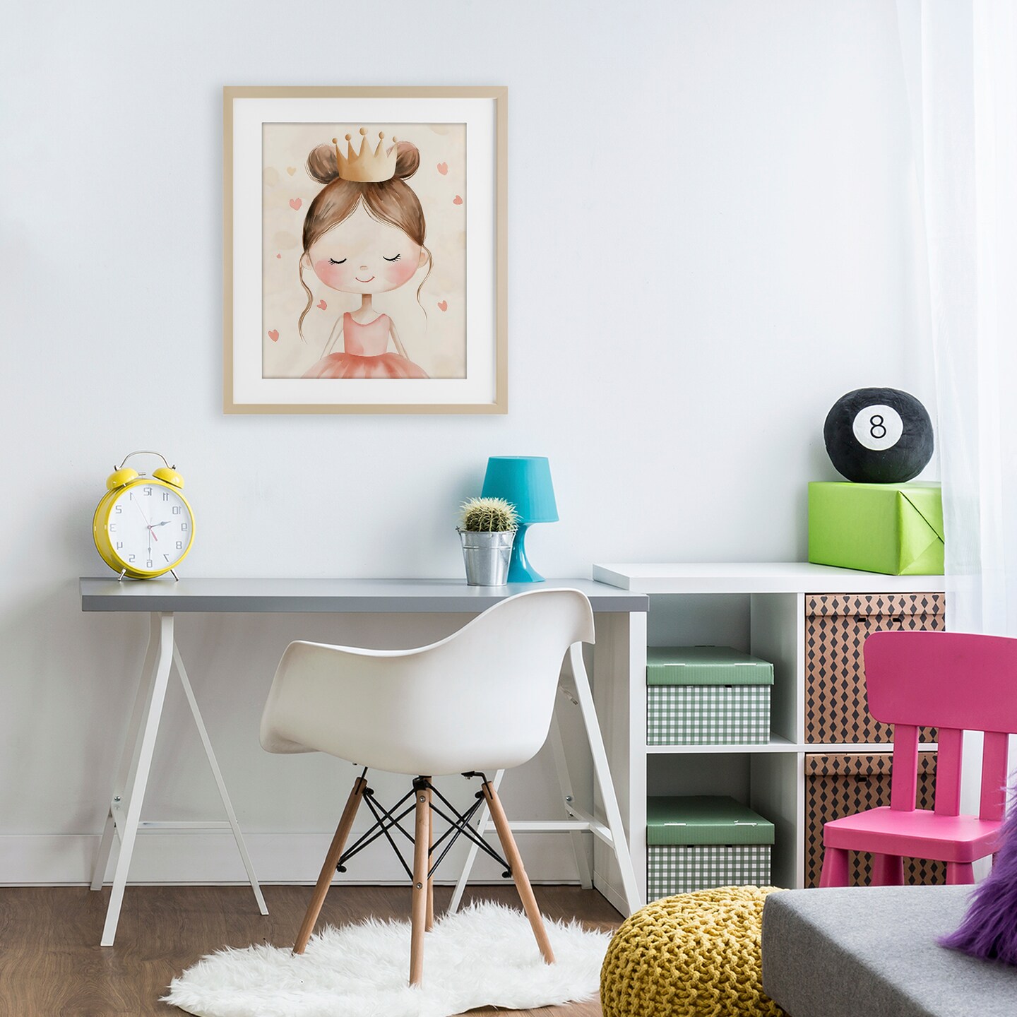 Stupell Industries Pink Ballerina in Crown Framed Print Under Glass, design by Creative Studio
