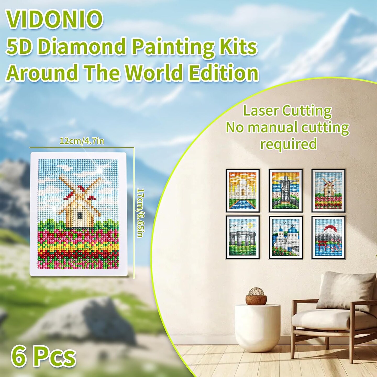 12-Piece Diamond Painting Kit for Adults – 5D Cat, Ghost & Pumpkin DIY Full Drill Gem Art with Accessories, Home Wall Décor & Gift