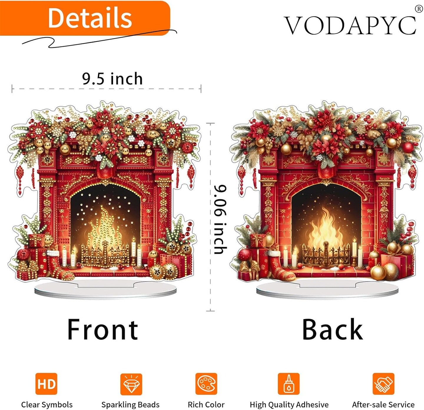 Christmas Fireplace Diamond Art Tabletop Ornament Kit Double Sided