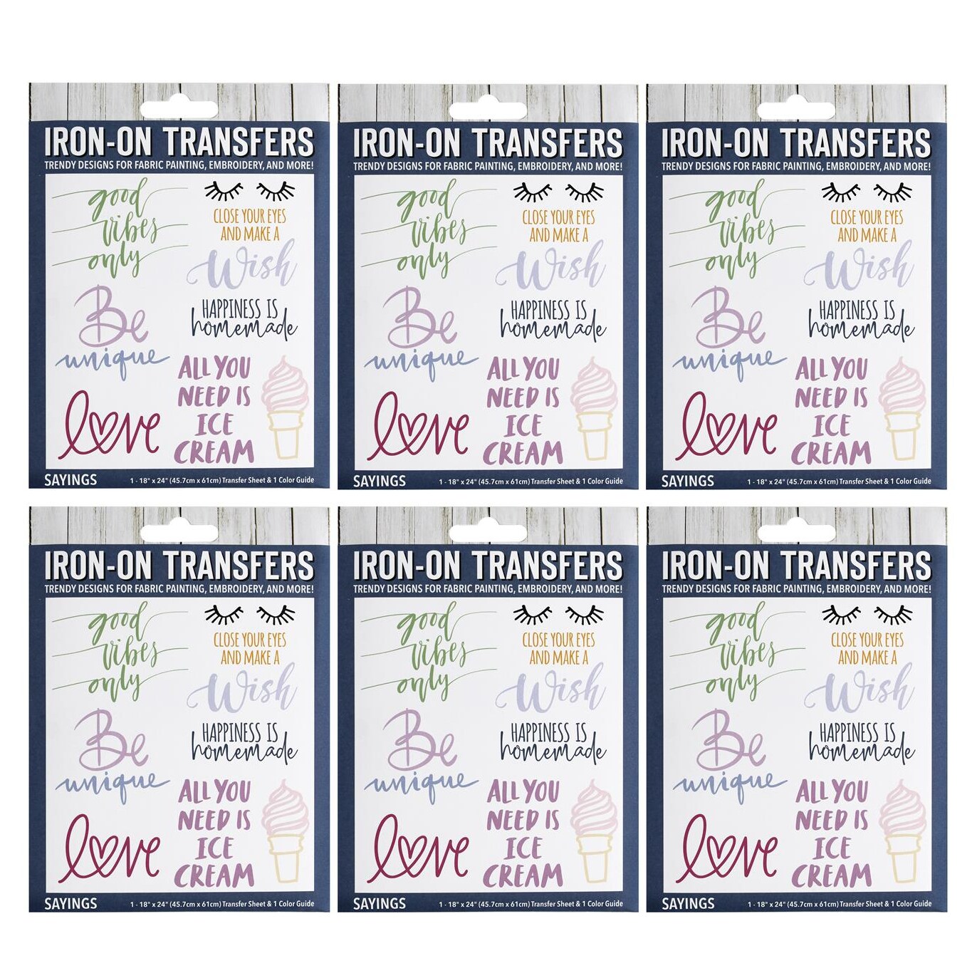 Leisure Arts Bundle Iron-On Transfer, Sayings, 6pc., Embroidery Patterns, Embroidery Patterns Iron on Transfers, Hand Embroidery Patterns, Iron on Embroidery Patterns, Embroidery Transfer Patterns