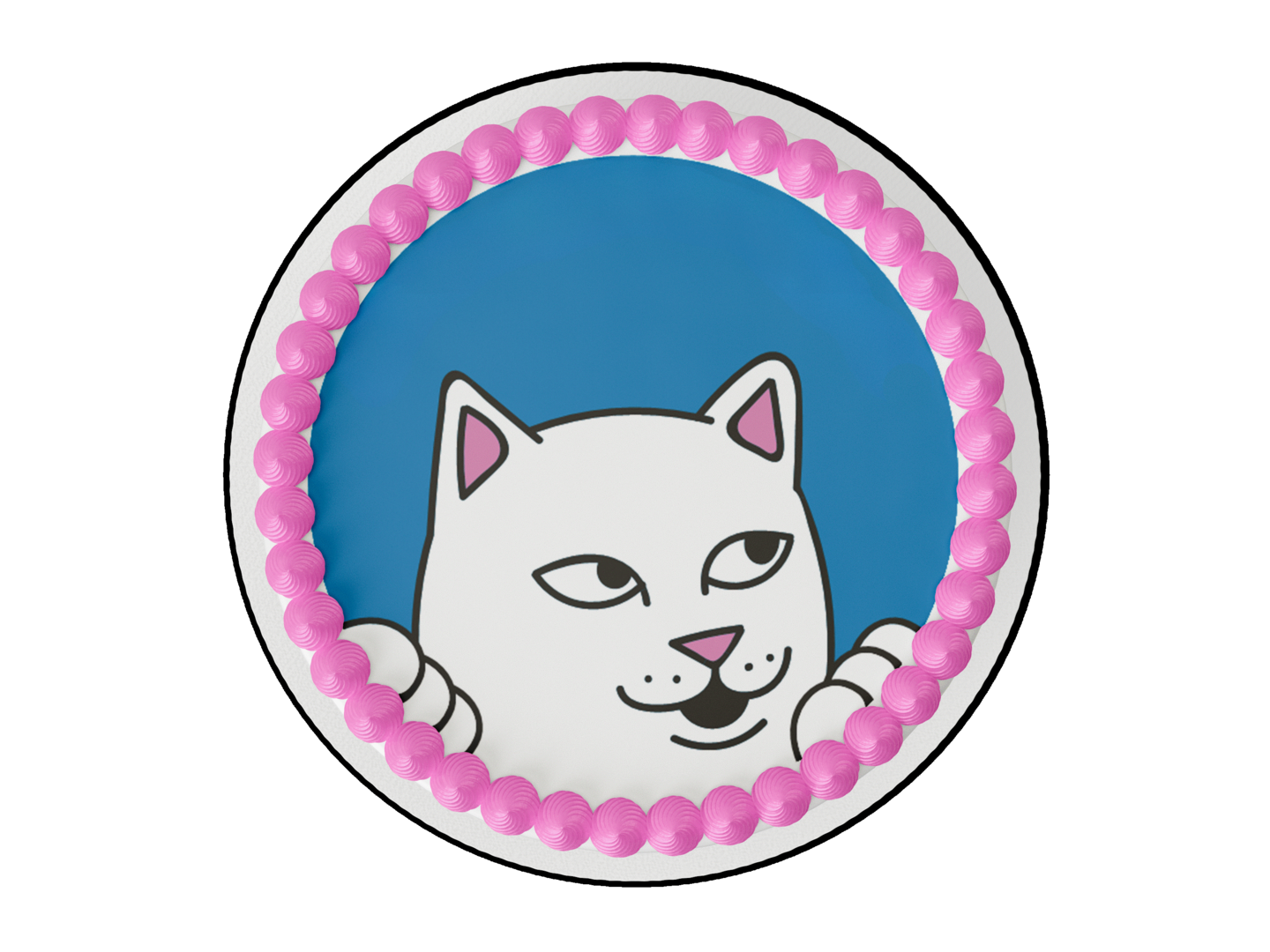 Whimsical Practicality&#x27;s Rip N Dip Lord Nermal Peeking Edible Icing Image Cake Topper