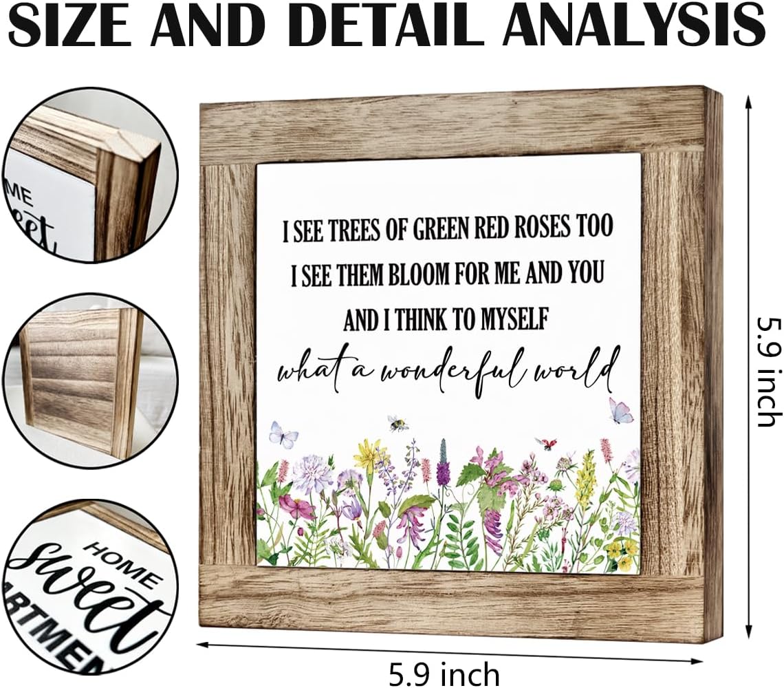 Spring Decor, Wooden Box Signs for Home Decor, Flower Sign Wall Decor