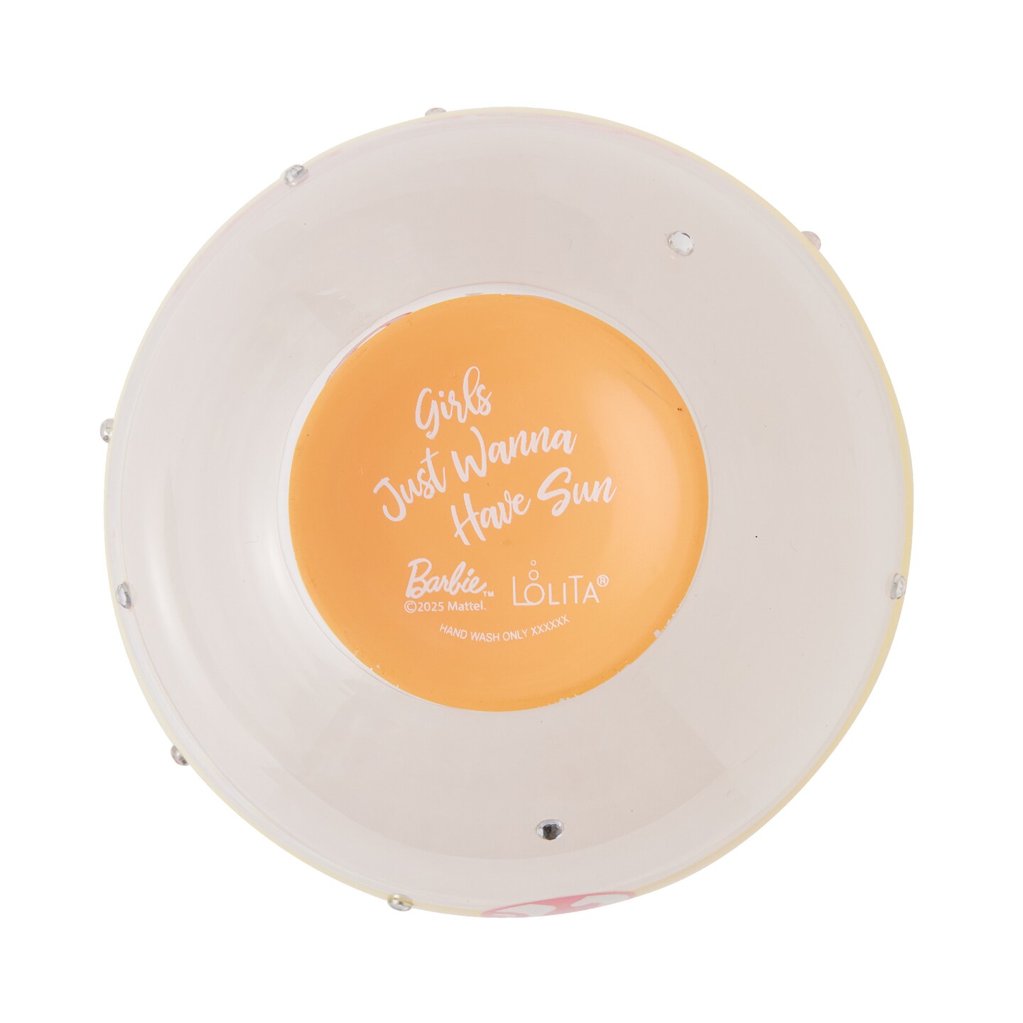 Lolita Barbie Vacay Vibes Hand Painted Stemless Wine Glass 5in H