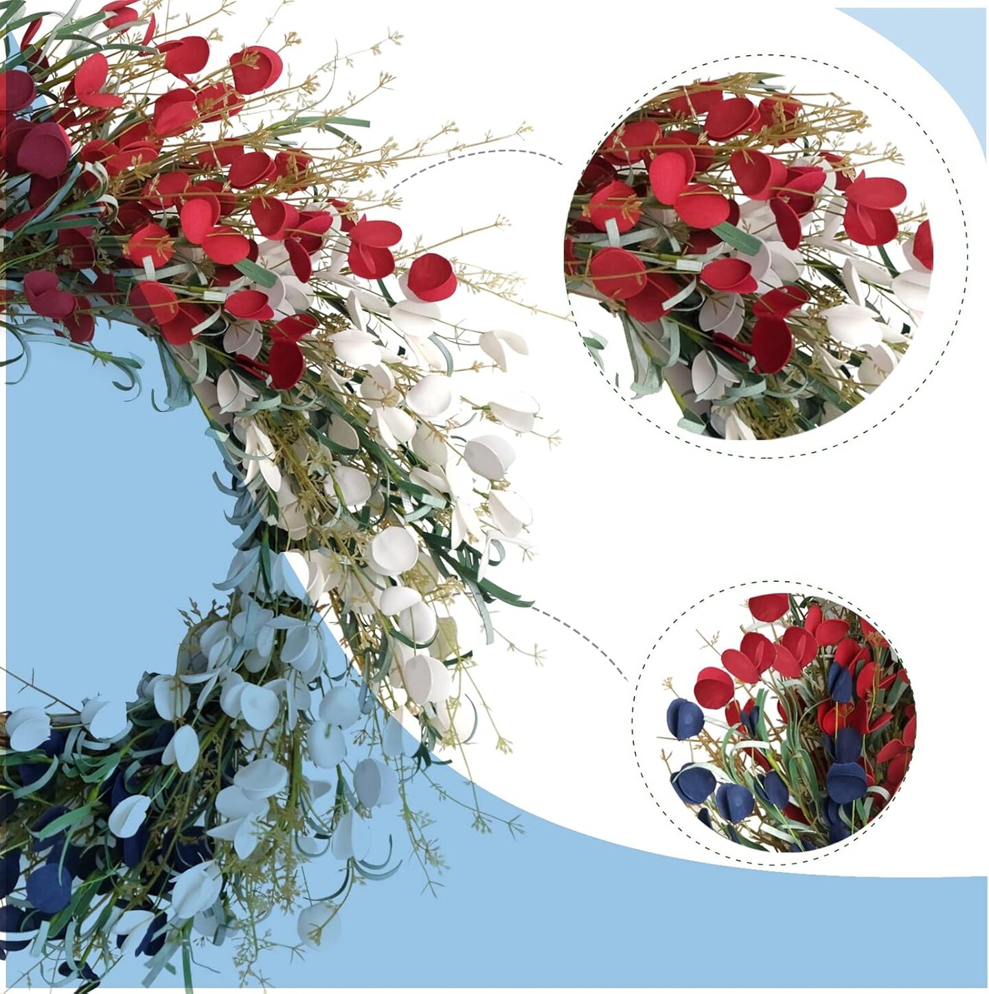 22 inches American Flag Floral Wreaths Patriotic Wall Decor