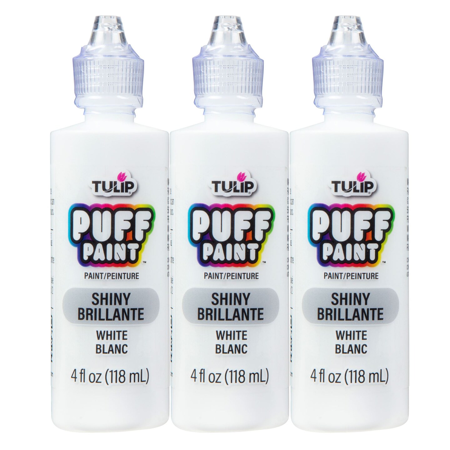 Tulip Puff Paint Slick White, Multi-Surface Craft Paint, 4 fl. oz. 3 Pack