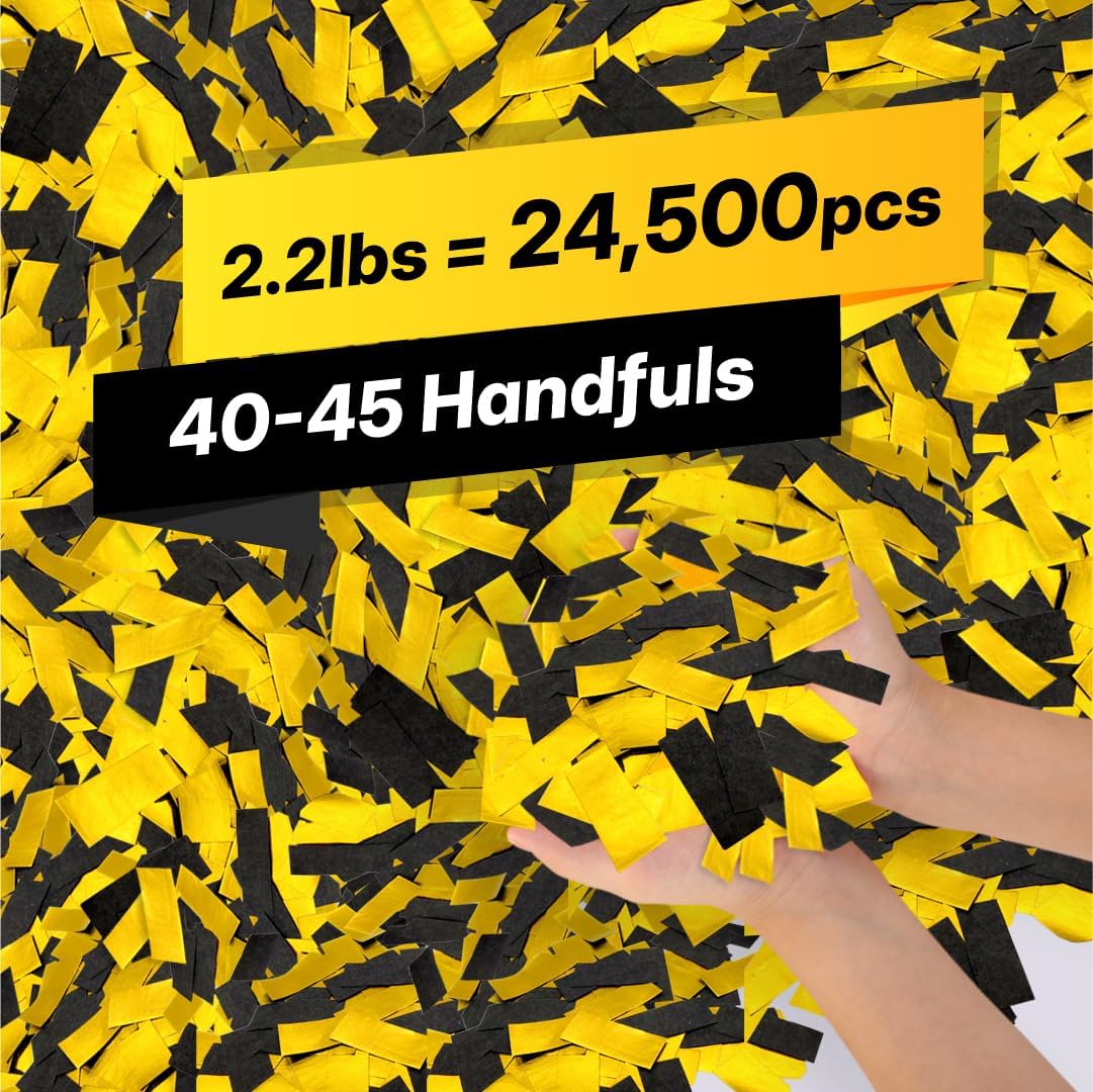 BLACK &#x26; GOLD Confetti Paper - BULK 2.2lbs | 1kg, Biodegradable Tissue Paper, Rainbow Light Weight, Non-Staining Paper, for Events, Crafts, Decorations