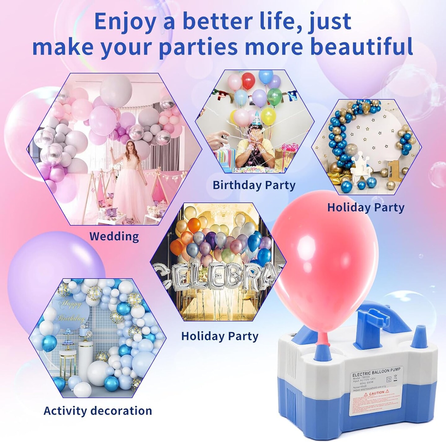 Electric Balloon Pump Electric Air Balloon Pump 110V 600W Balloon Blower Inflator for Garland Arch Party Decoration