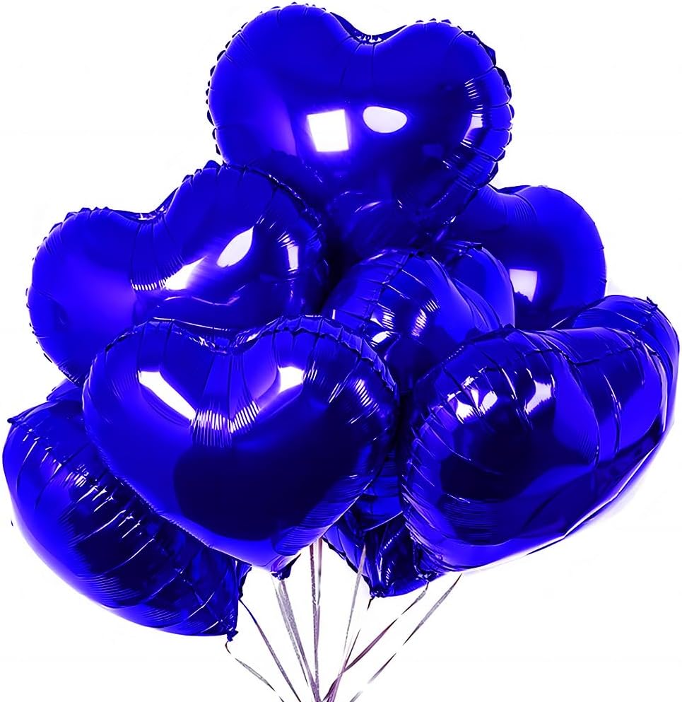 12-Pack 18in Blue Heart Foil Balloons – Party & Wedding Love Balloon Decor