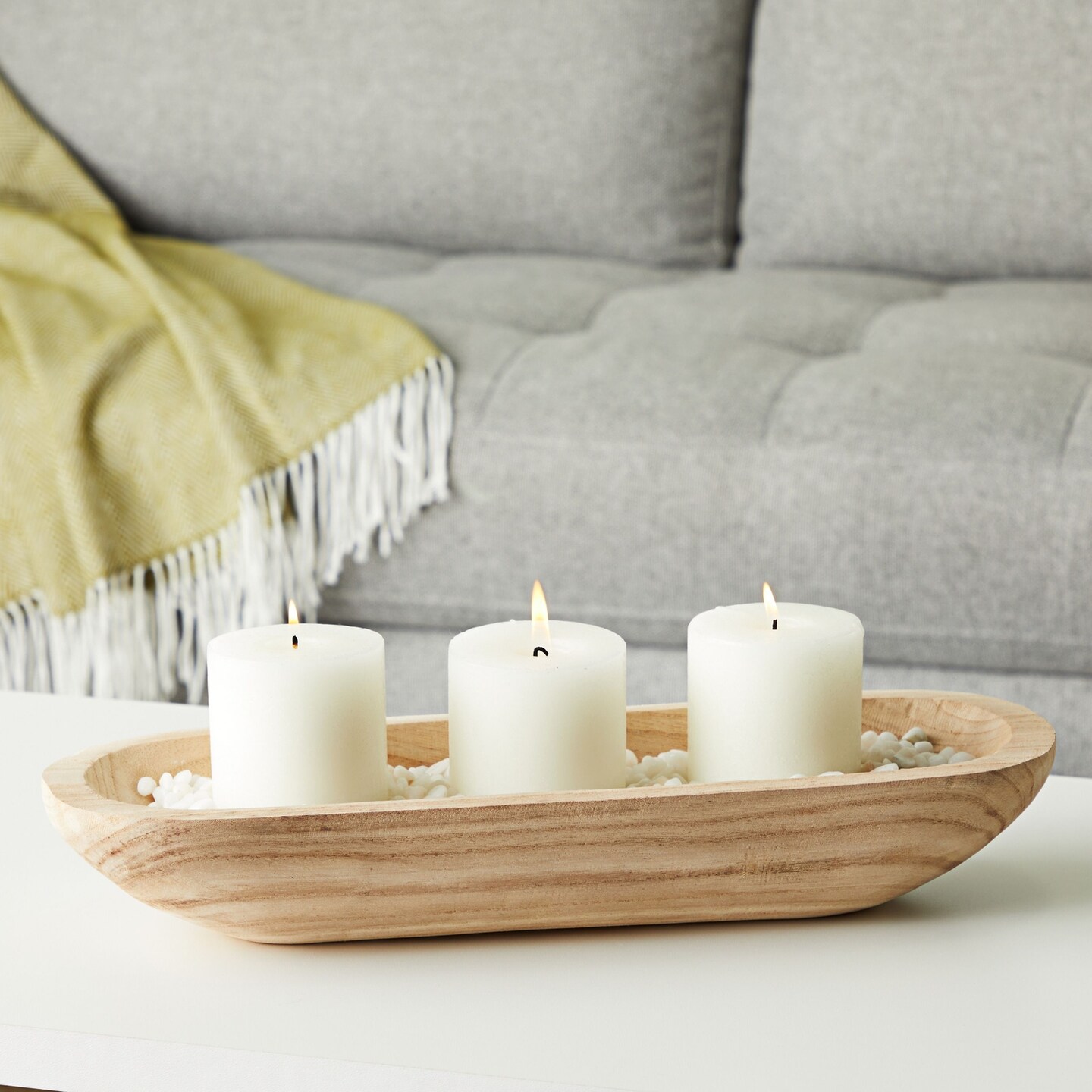 Handmade Wooden Dough Bowls for Decor, Oval Paulownia Wood Centerpiece (17 x 6 x 3 In)