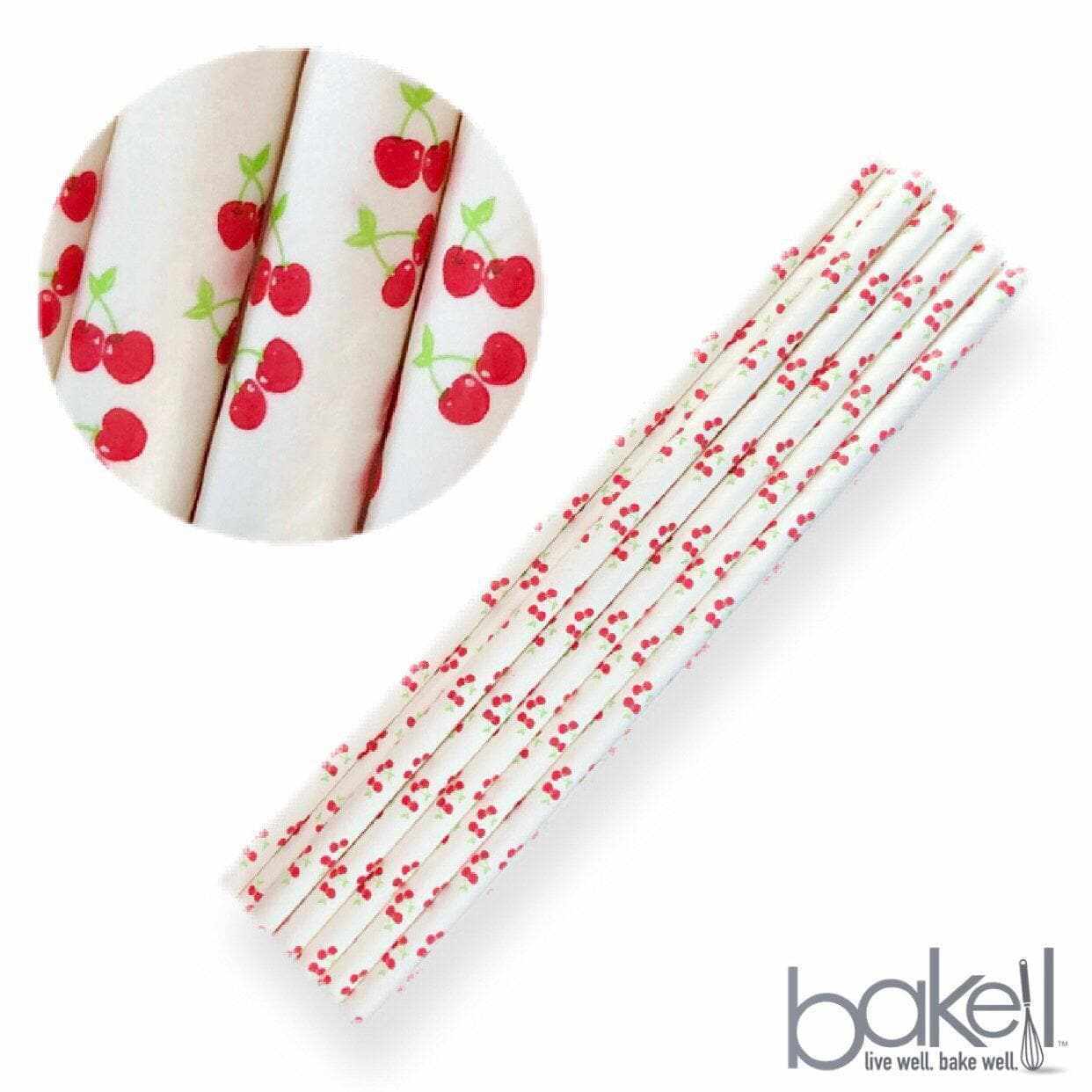 Red Cherry Print Cake Pop Party Straws