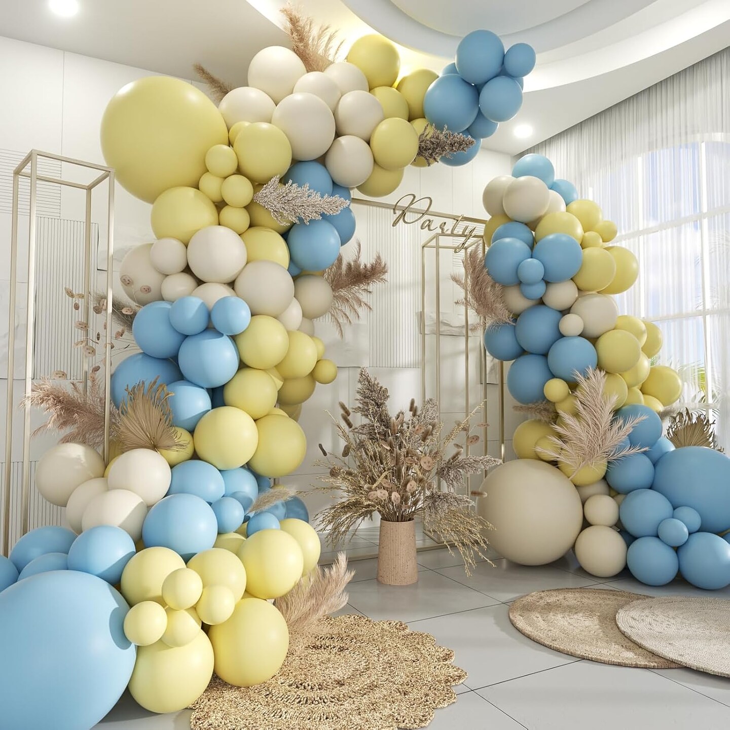 160Pcs Latex Balloons Pastel Yellow Blue White Balloon Garland Arch Kit