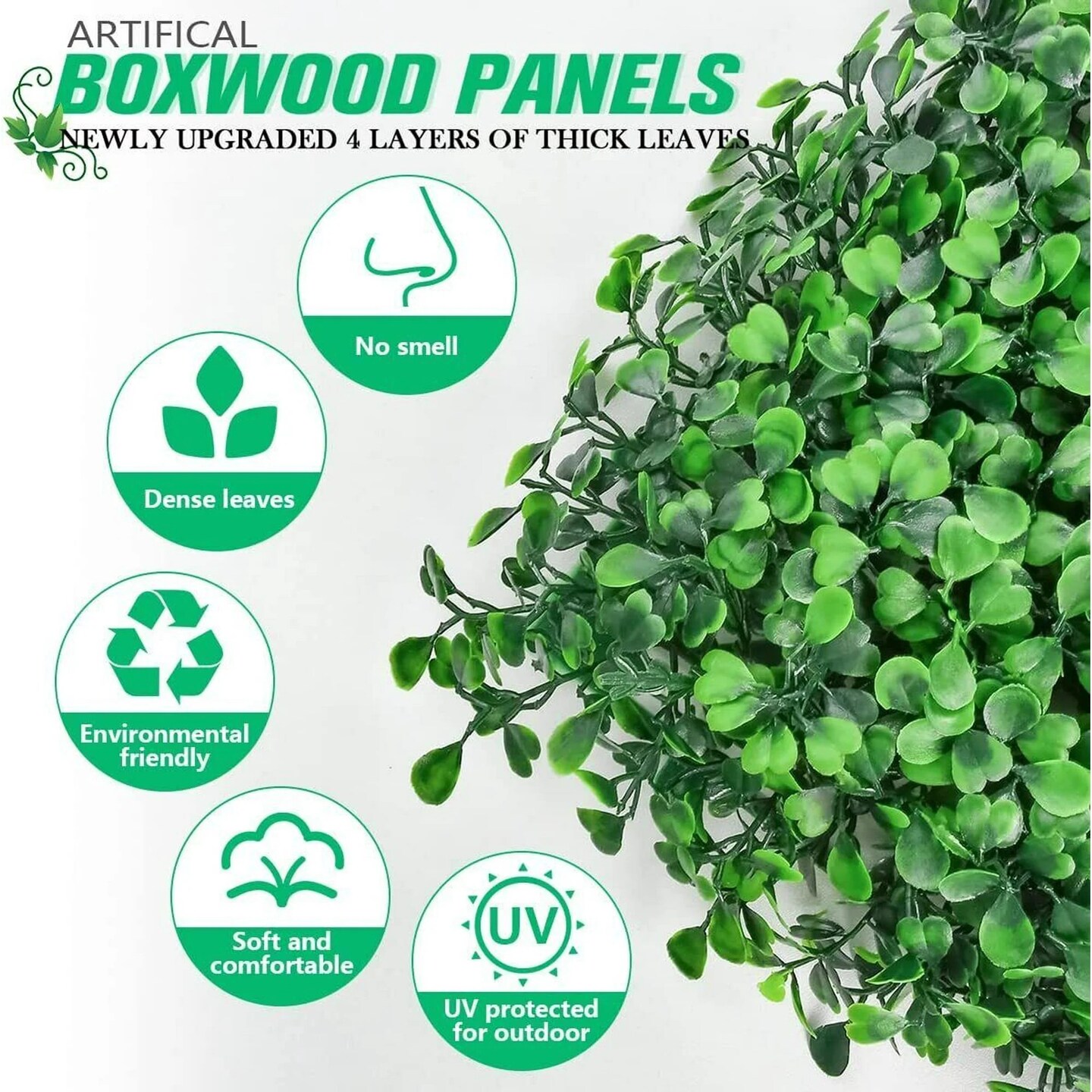 12 Pcs Artificial Boxwood Hedge Panels 24&#x22;x16&#x22; Indoor/Outdoor Privacy Screen &#x2013; Realistic UV-Resistant Grass Wall Decor, 31 Sq Ft Coverage, for Garden, Wedding Backdrop