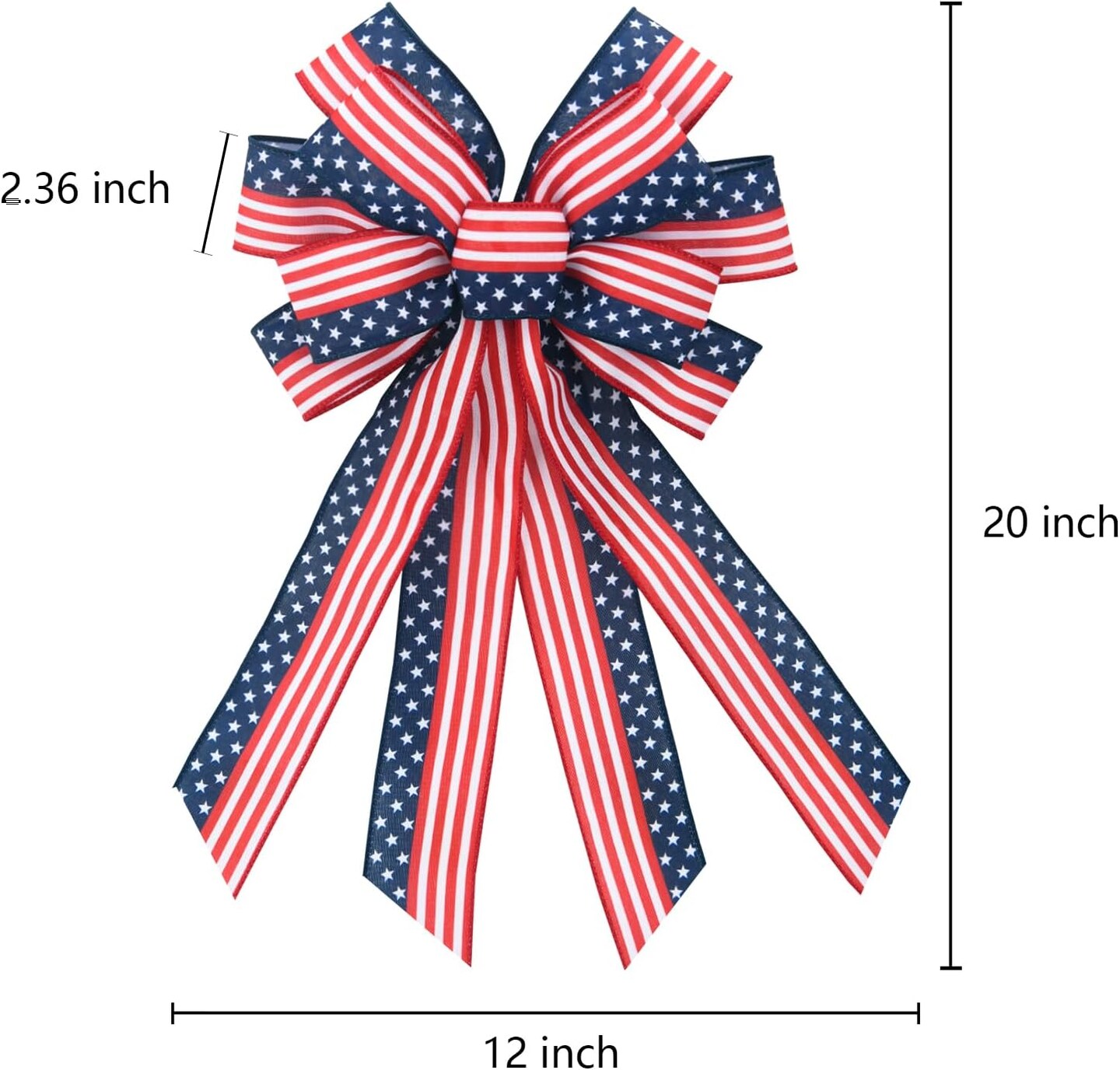 2 PCS Large Patriotic Wreath Bows, Patriotic Star and Stripe America Flag Bow for Memorial Day American Flag Wreath Bow for Front Door Indoor Outdoor Labor Day Holiday Party Home Decoration 20 * 12&#x22;