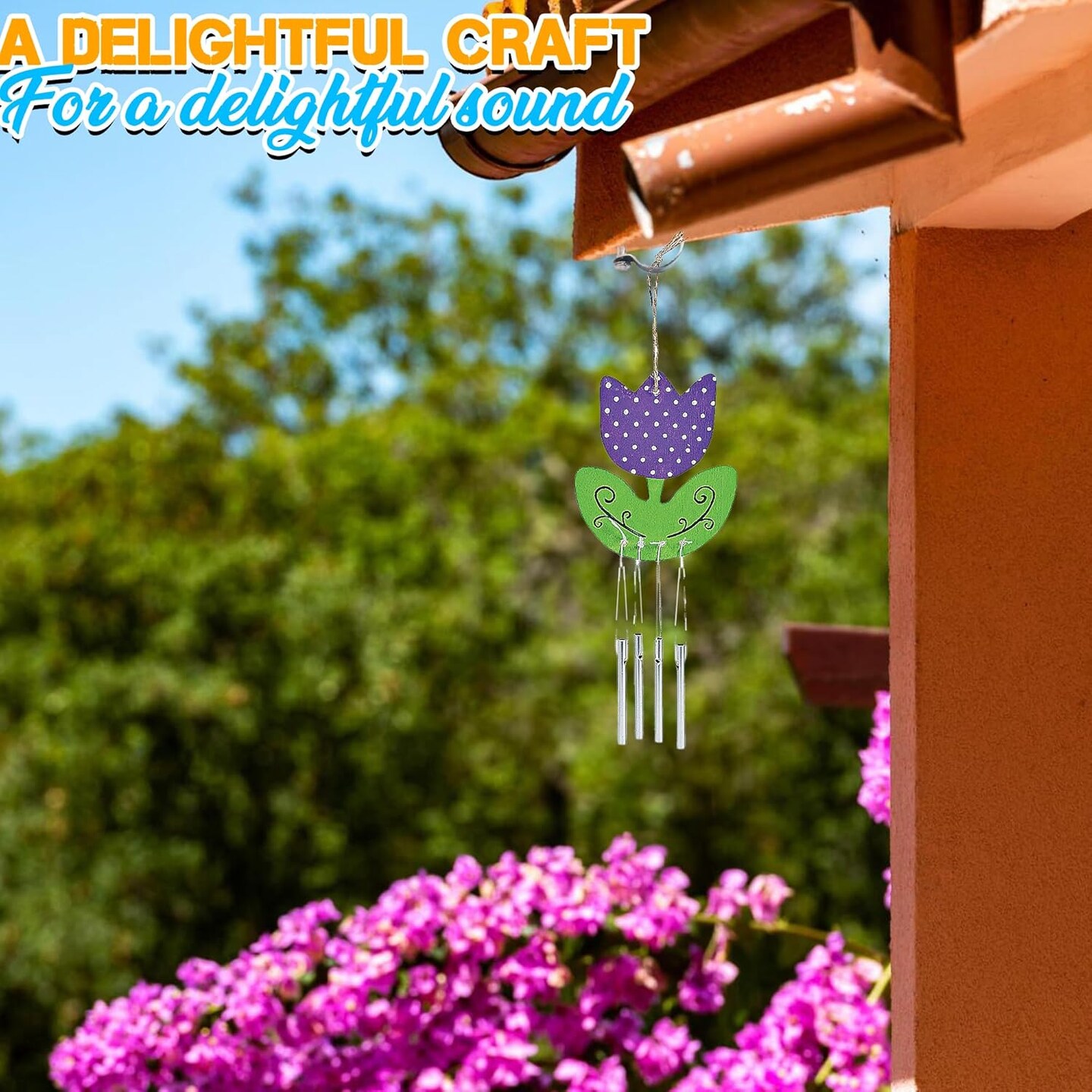 DIY Wind Chime Kits for Kids - Makes 12 - Assorted Summer Theme Shapes - Great Creative Activity for Kids