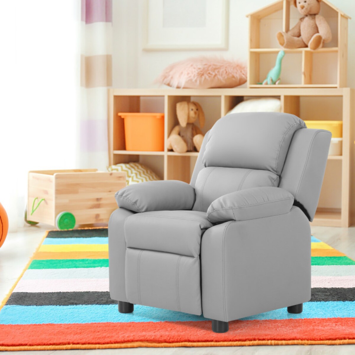 Kids Headrest Recliner Sofa Chair Hardwood, PU, Comfortable