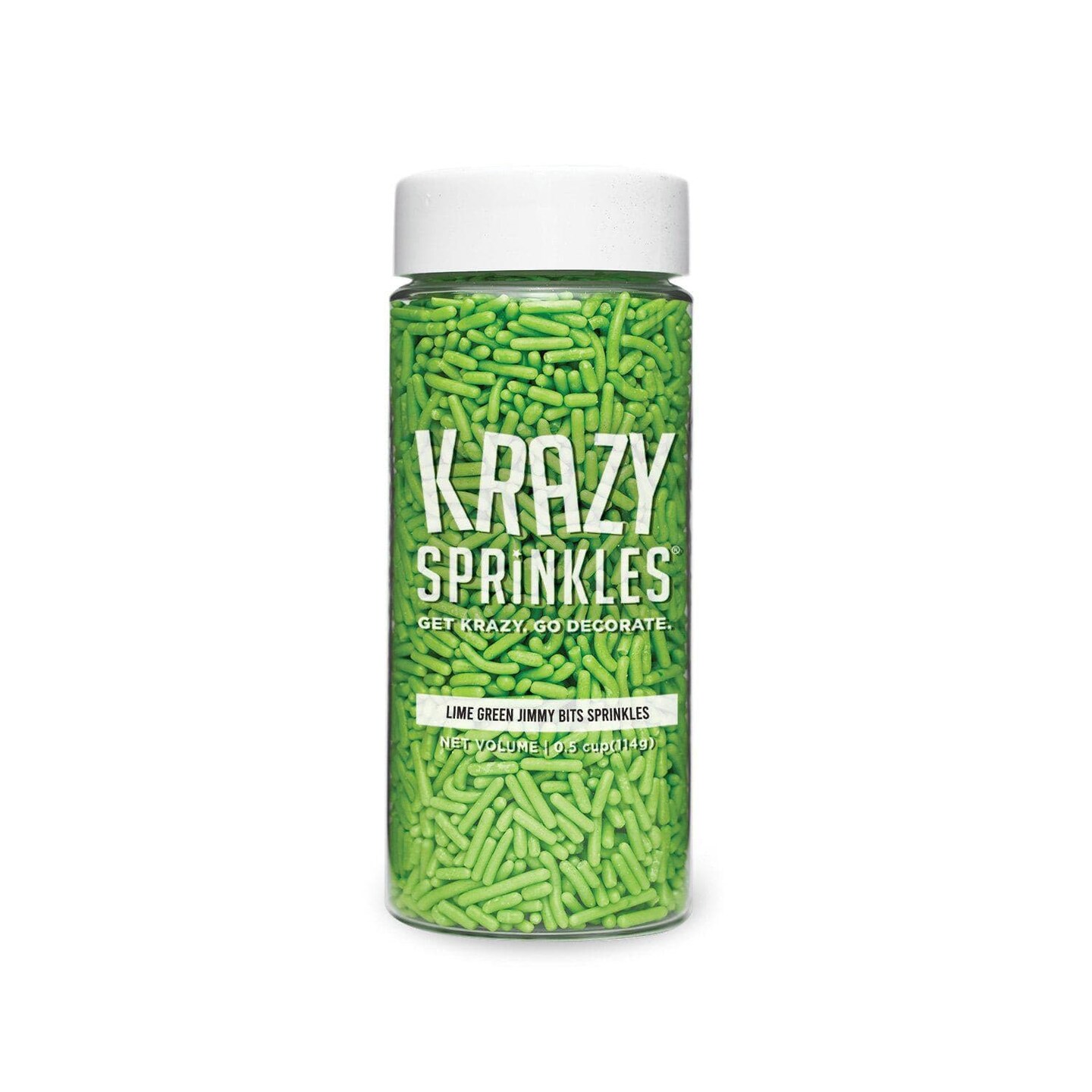 Krazy Sprinkles - Lime Green Jimmies (1/2 Cup, 1x Jar) for Cakes, Ice Cream &#x26; Cookies