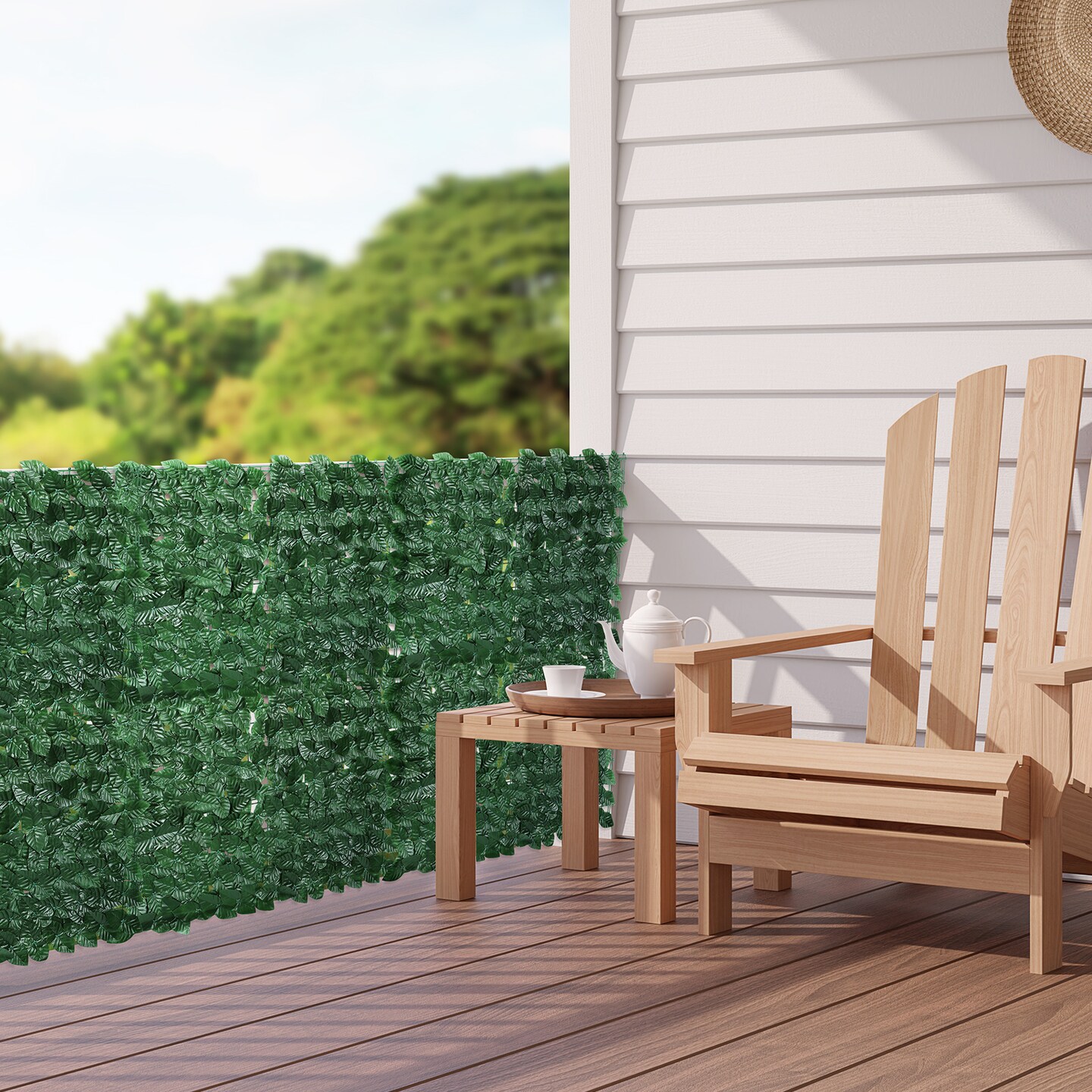 Artificial Ivy Privacy Fence Screen &#x2013; 51.66 Sq Ft UV-Resistant Greenery Wall Panels, Customizable Indoor/Outdoor Decor for Balcony, Garden, Fence (Green Apple)